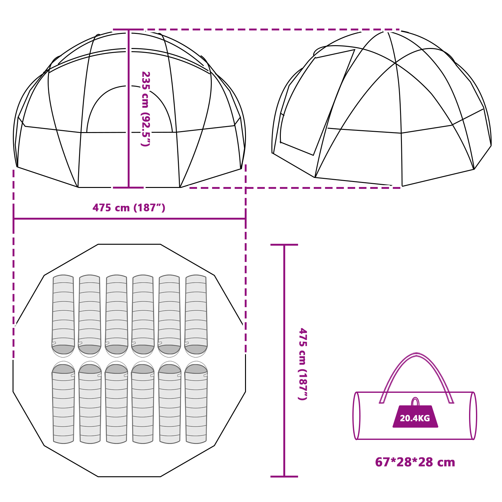 Telt med tak med luftventil Blå Stor Polyester og fiberglass