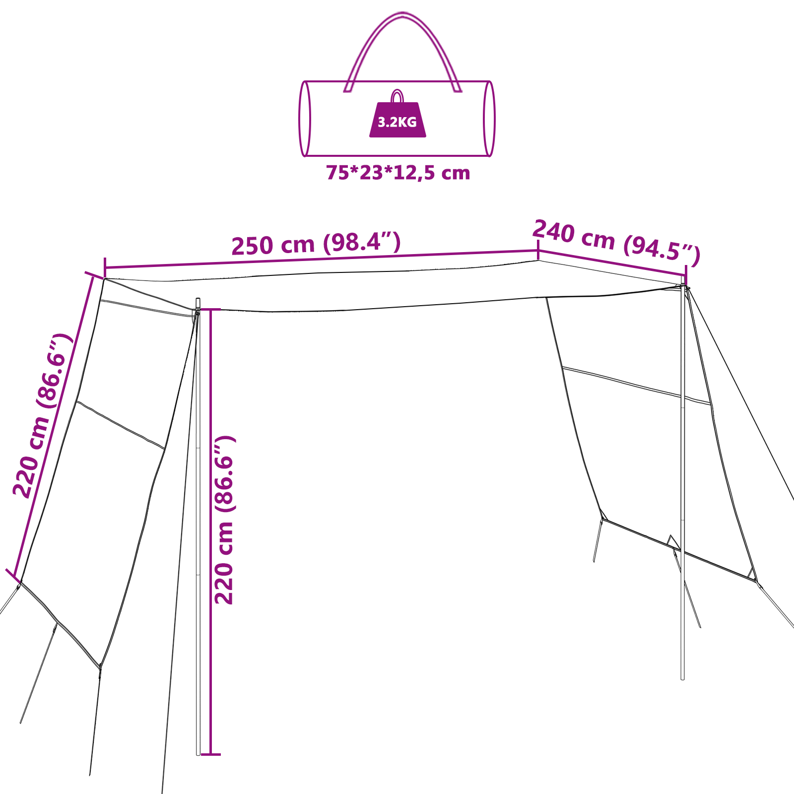 Vannavvisende Tarp 302 x 240 x 240 cm