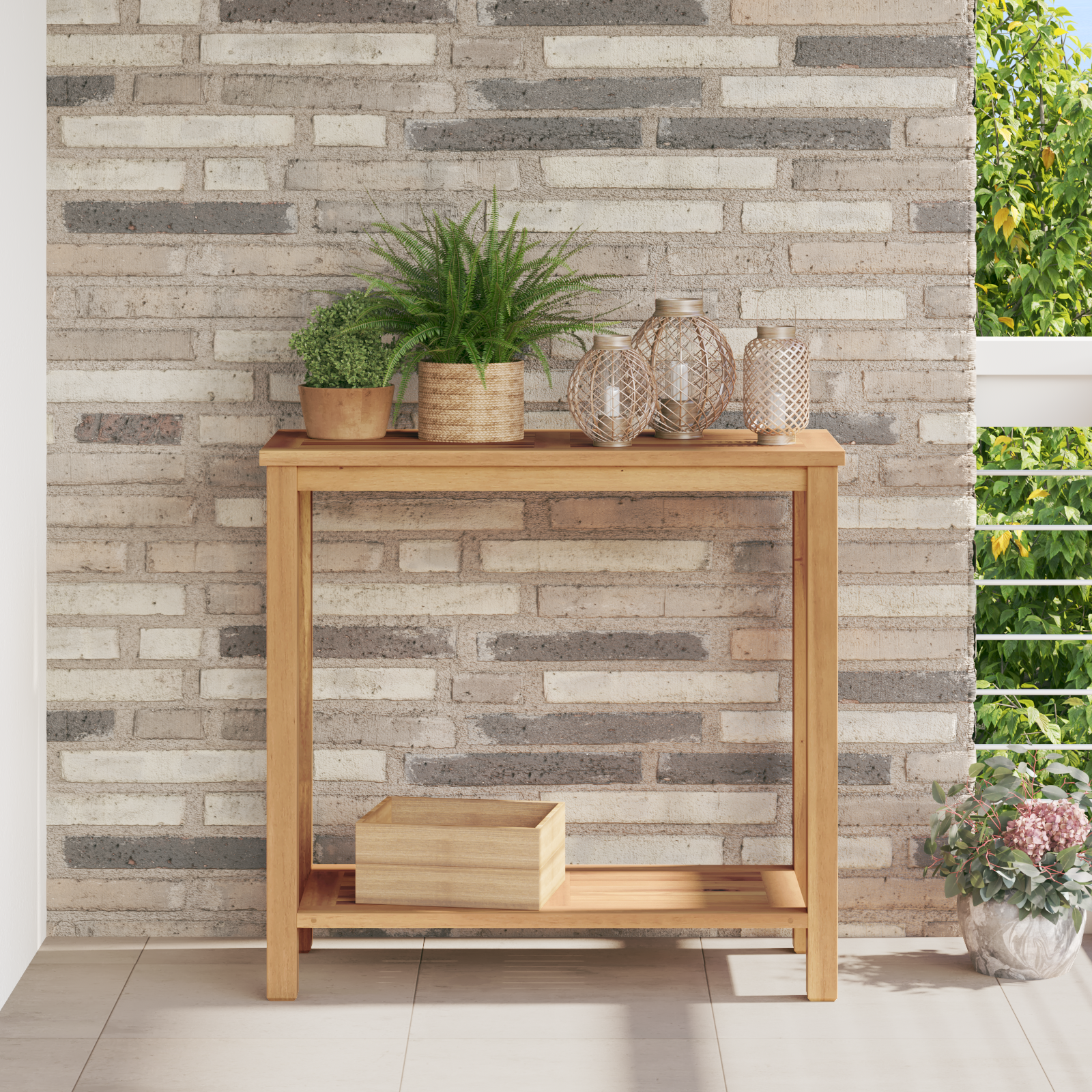 Konsollbord Brun 80 x 35 x 75 cm Solid teaktre