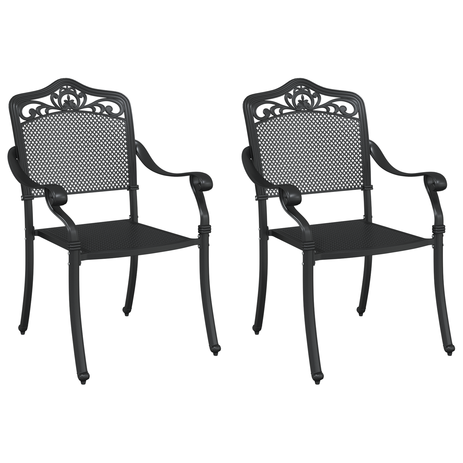 Hagemøbler 2 stk Svart Støpegods Aluminium
