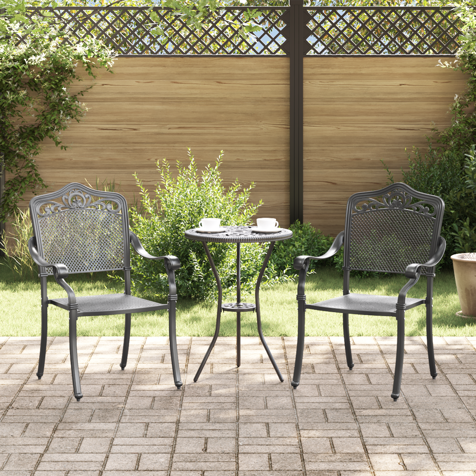 Hagemøbler 2 stk Svart Støpegods Aluminium