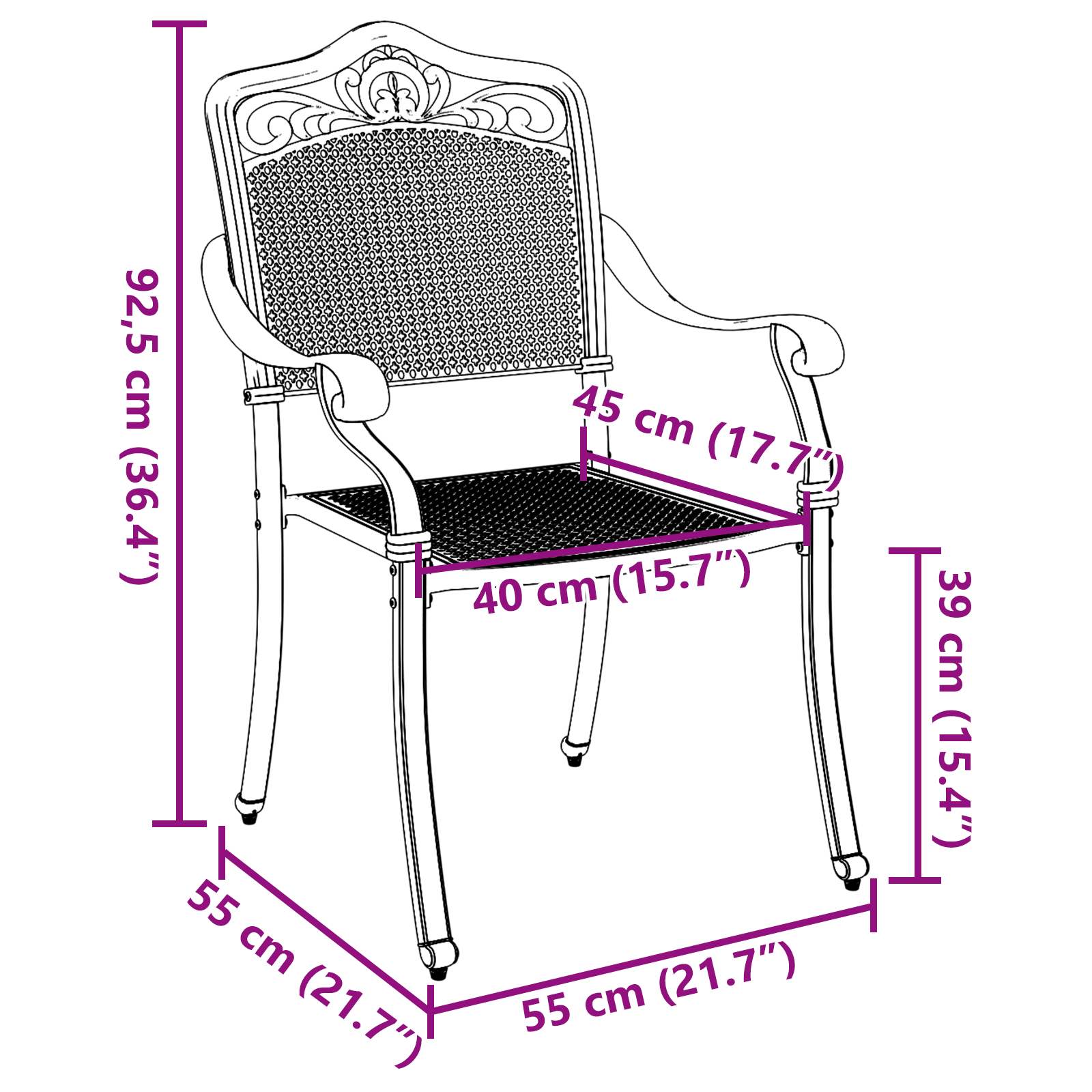 Hagemøbler 2 stk Svart Støpegods Aluminium