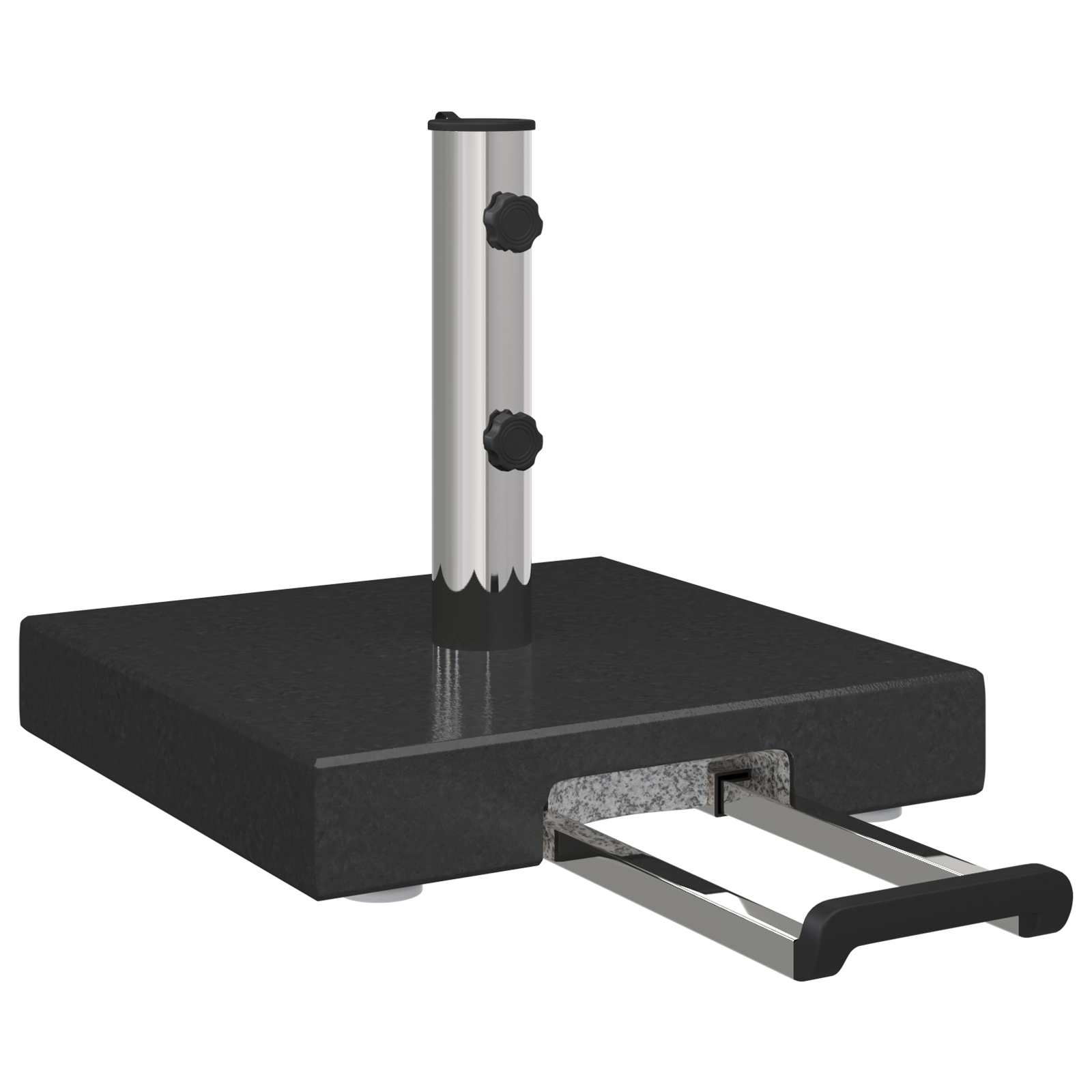 Parasollbase med hjul og håndtak Svart granitt 29 kg Firkantet