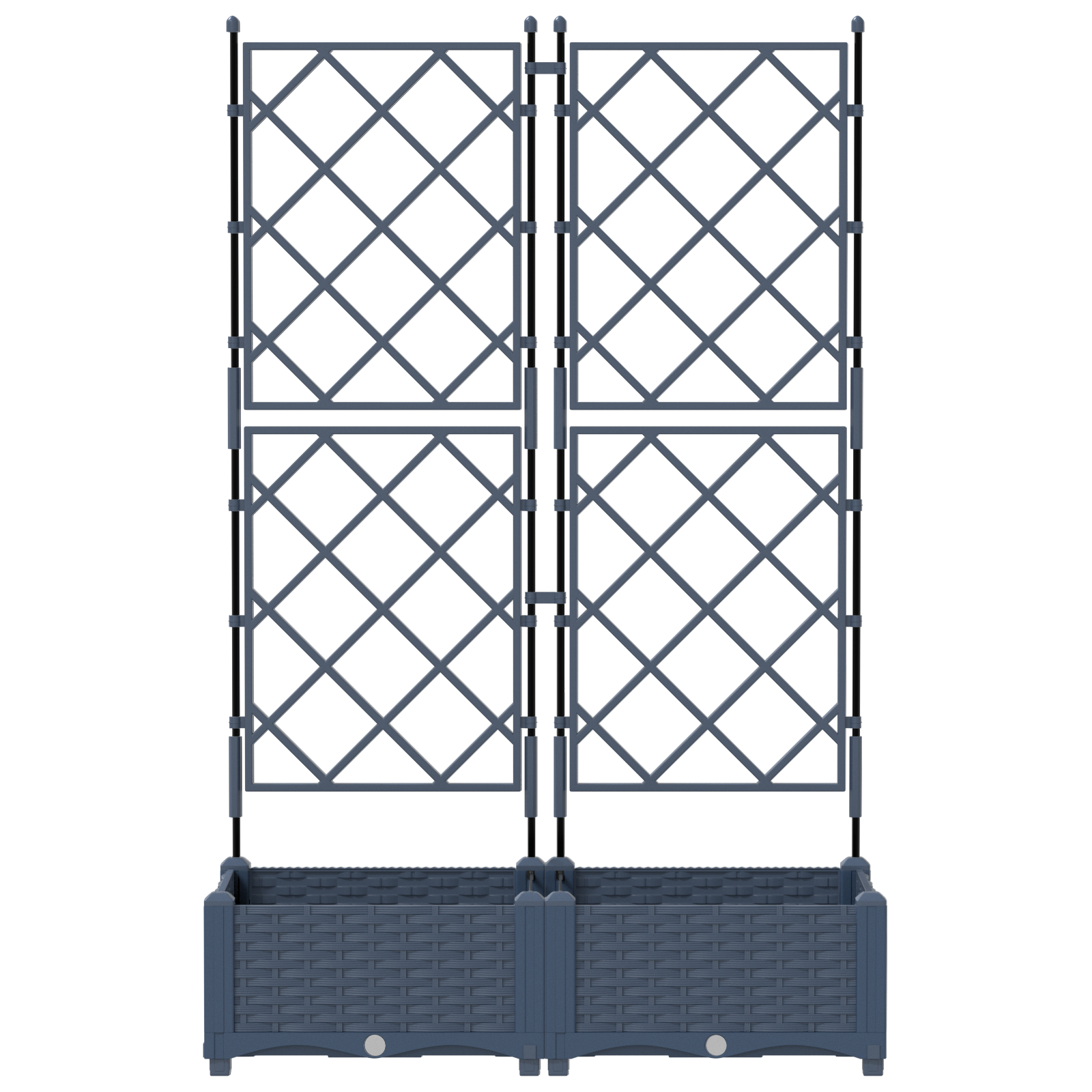 Hagepotte med klatrestativ 2 pcs Grå 80 x 40 x 125.5 cm PP