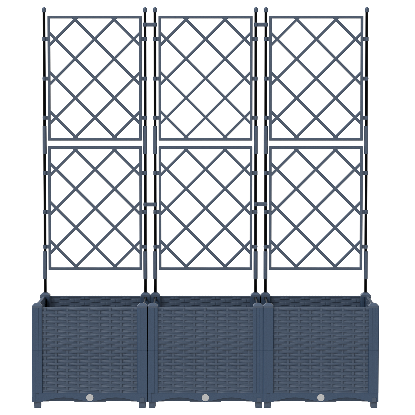 Hagepotte med klatrestativ 3 pcs Grå 120 x 40 x 143 cm PP