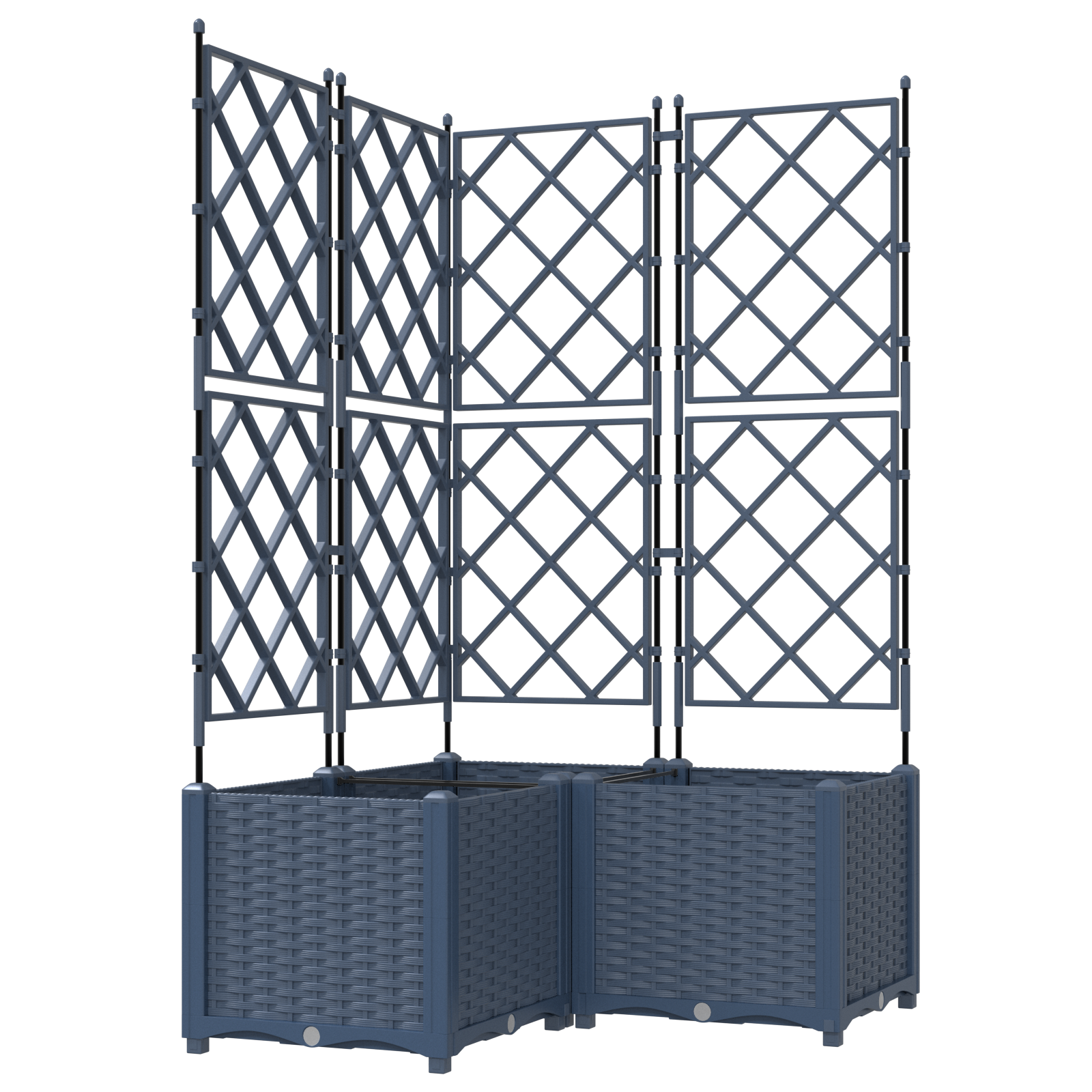 Hagepotte med klatrestativ 3 pcs Grå 80 x 80 x 143 cm PP