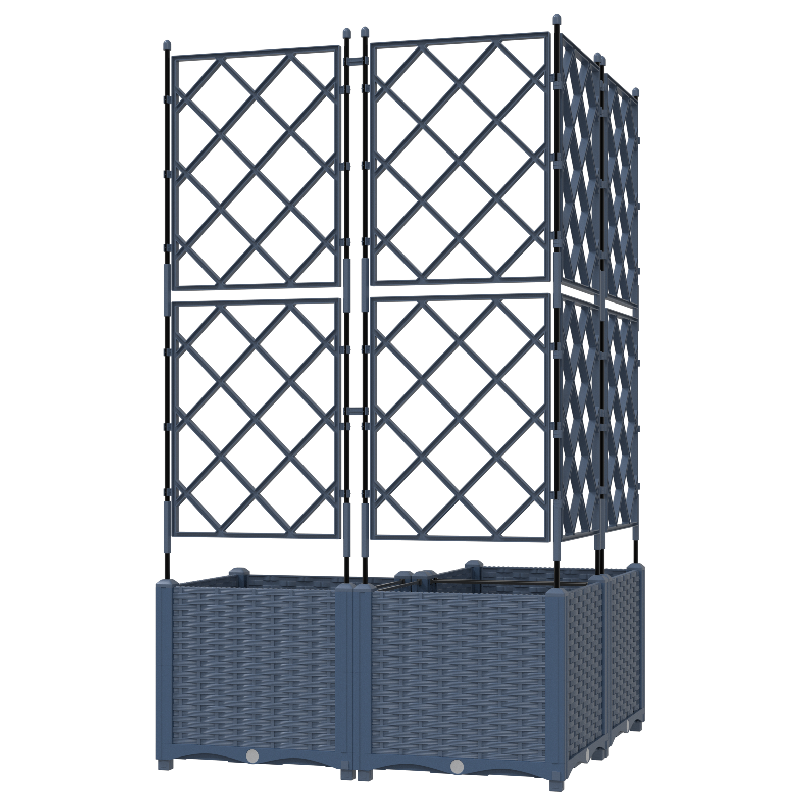 Hagepotte med klatrestativ 3 pcs Grå 80 x 80 x 143 cm PP