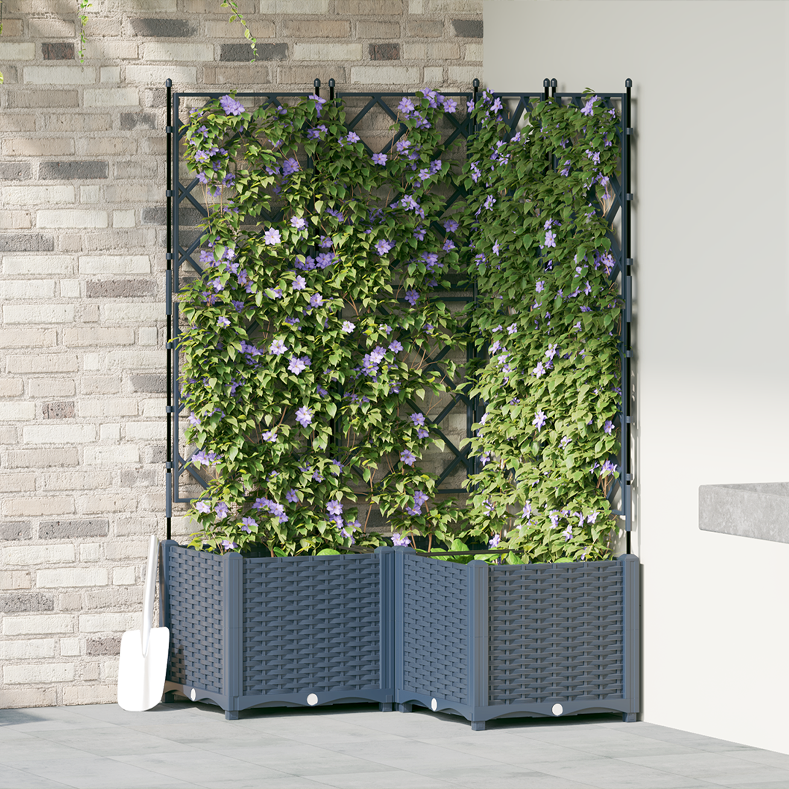 Hagepotte med klatrestativ 3 pcs Grå 80 x 80 x 143 cm PP