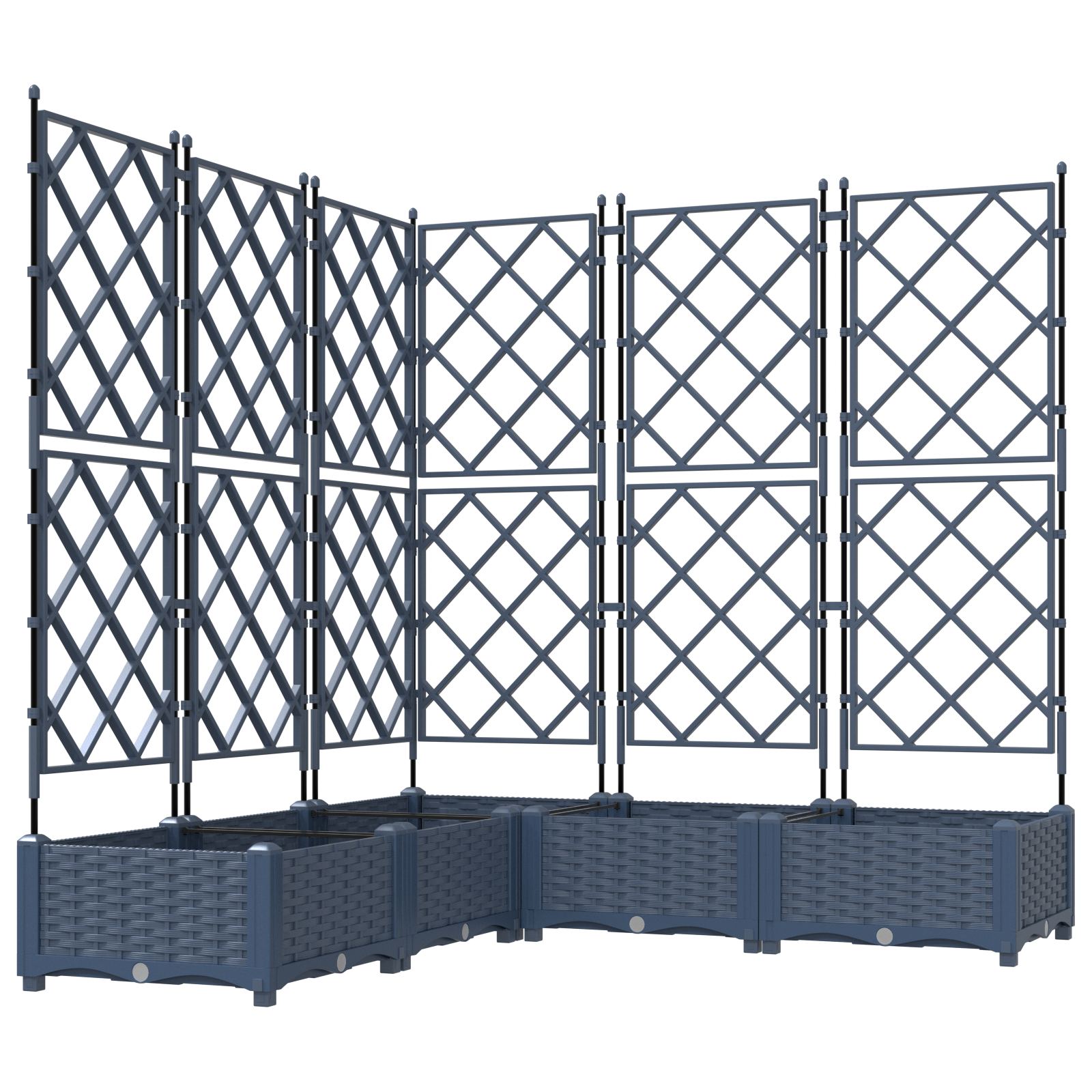 Hagepotte med klatrestativ 5 pcs Grå 120 x 120 x 125.5 cm PP