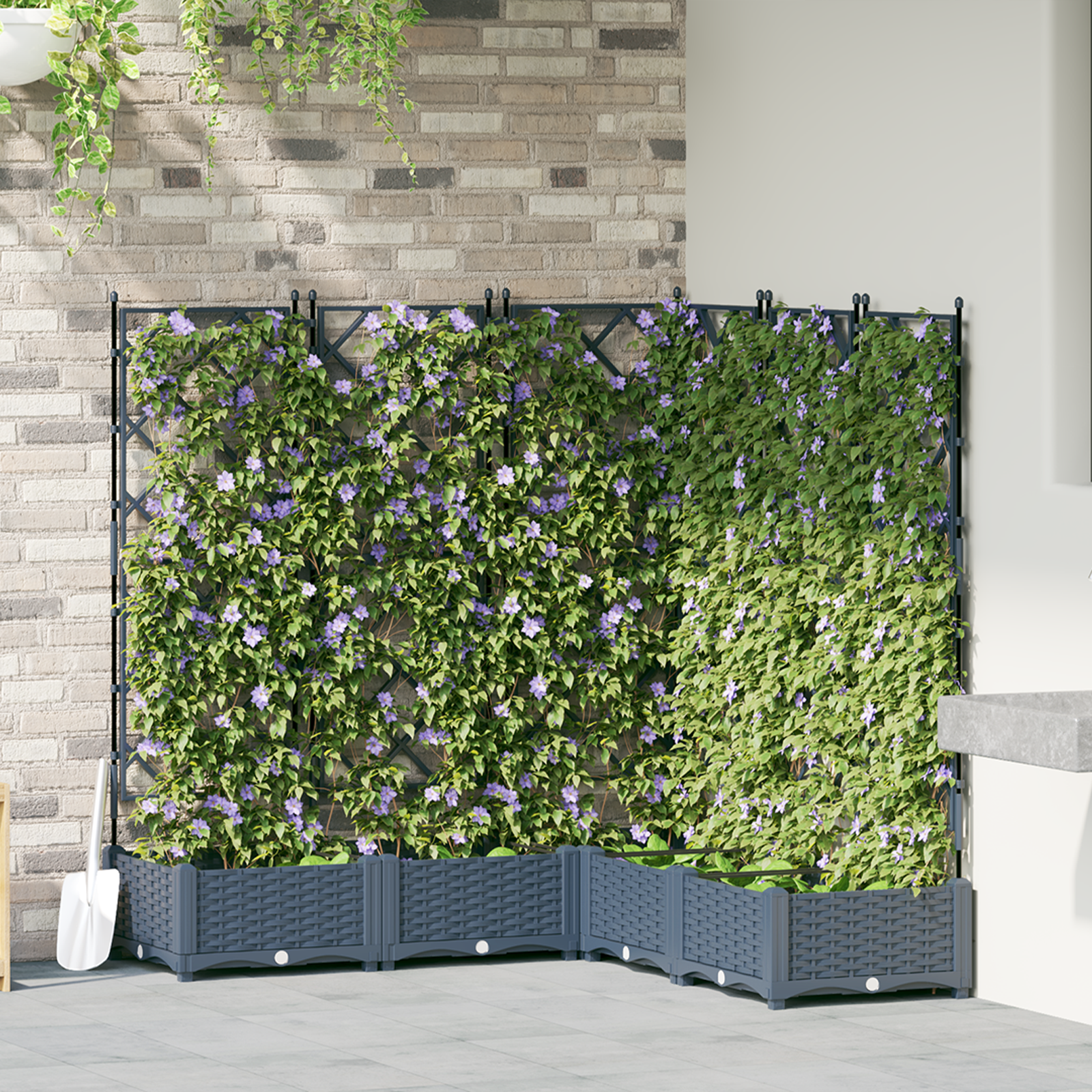 Hagepotte med klatrestativ 5 pcs Grå 120 x 120 x 125.5 cm PP