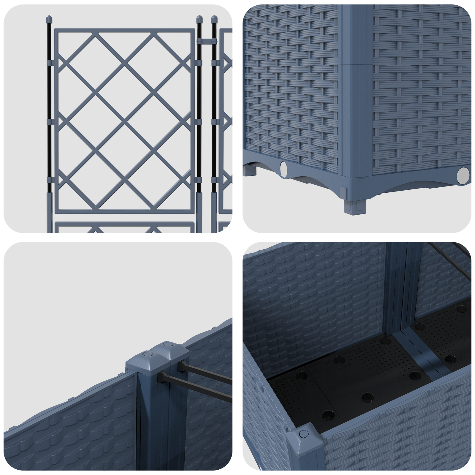 Hagepotte med klatrestativ 5 pcs Grå 120 x 120 x 143 cm PP