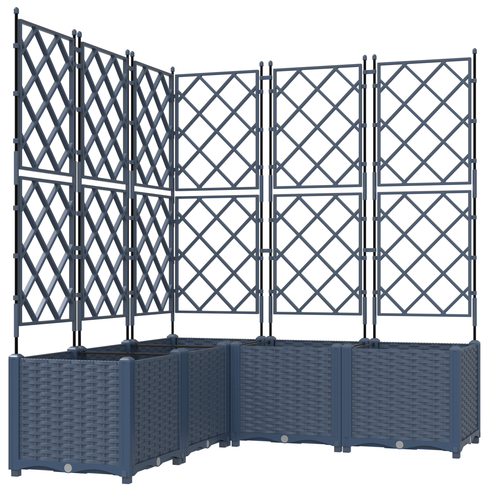 Hagepotte med klatrestativ 5 pcs Grå 120 x 120 x 143 cm PP