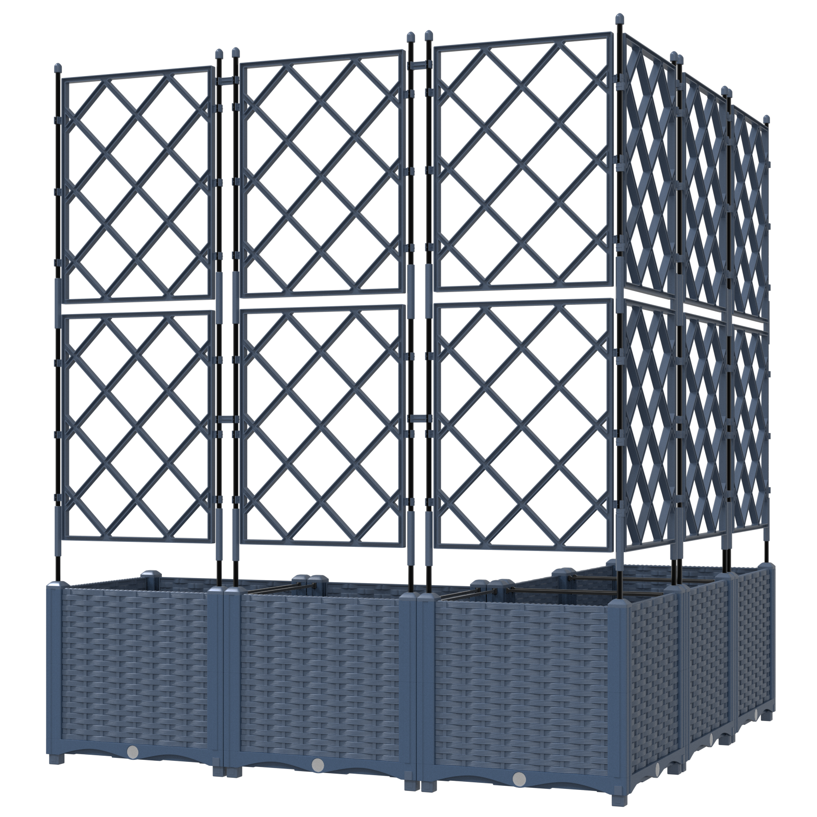 Hagepotte med klatrestativ 5 pcs Grå 120 x 120 x 143 cm PP
