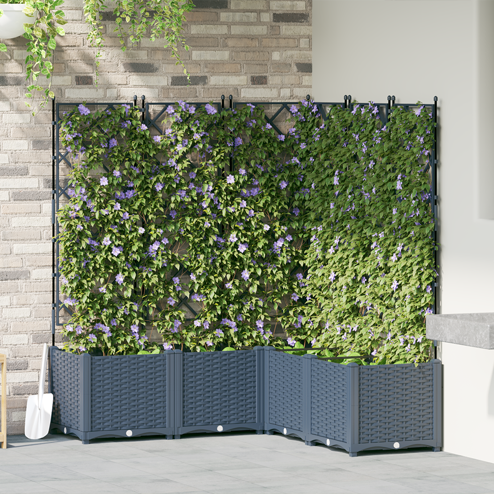 Hagepotte med klatrestativ 5 pcs Grå 120 x 120 x 143 cm PP