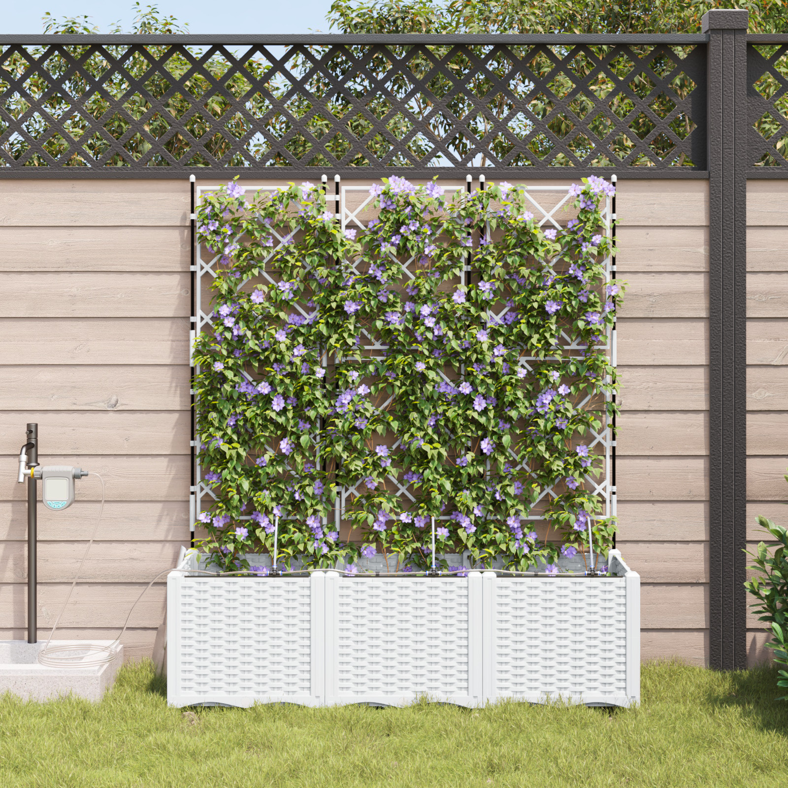 Hageplanter med vanning 3 stk Hvit