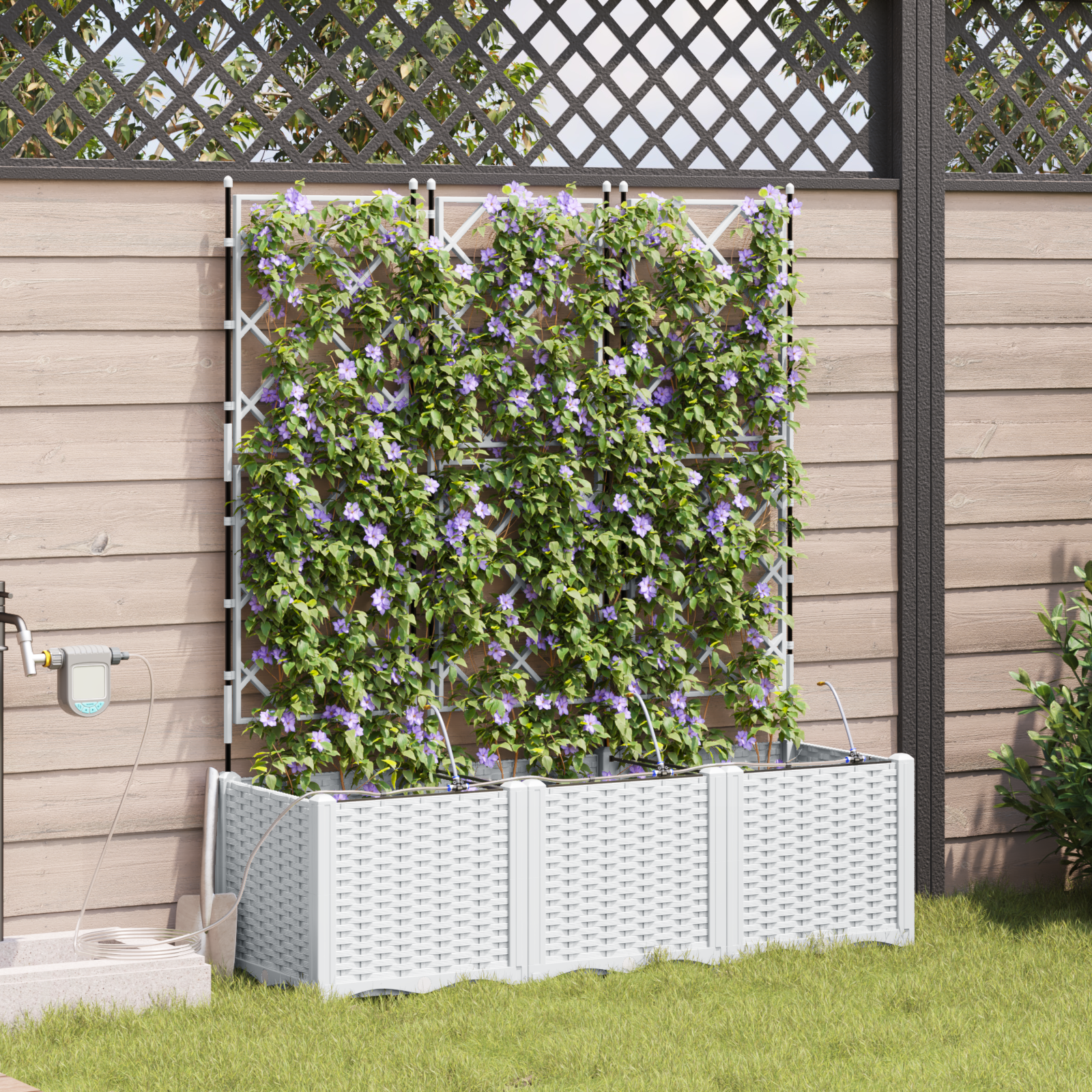 Hageplanter med vanning 3 stk Hvit