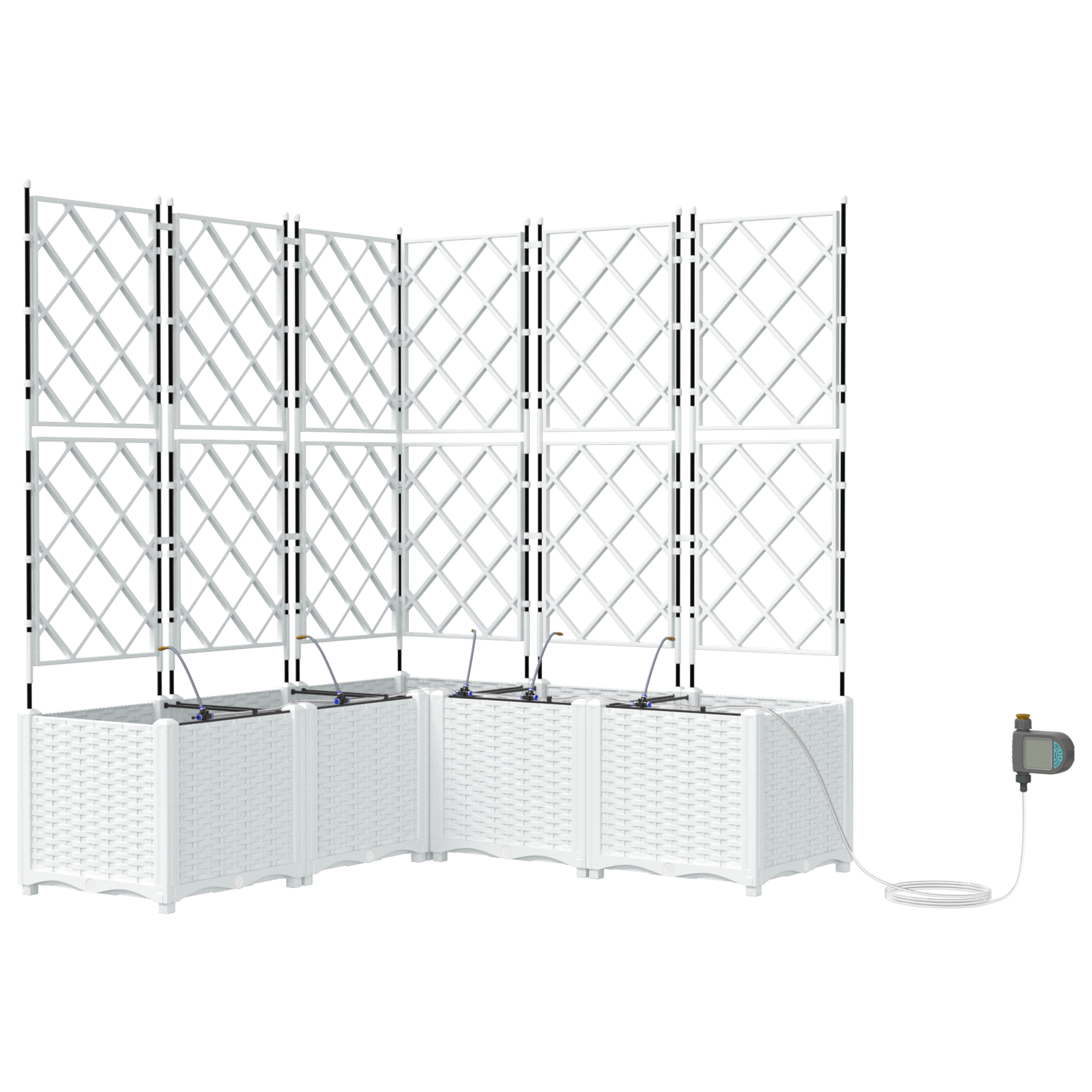 Hageplantere med vanningSystem 5 stk Hvit