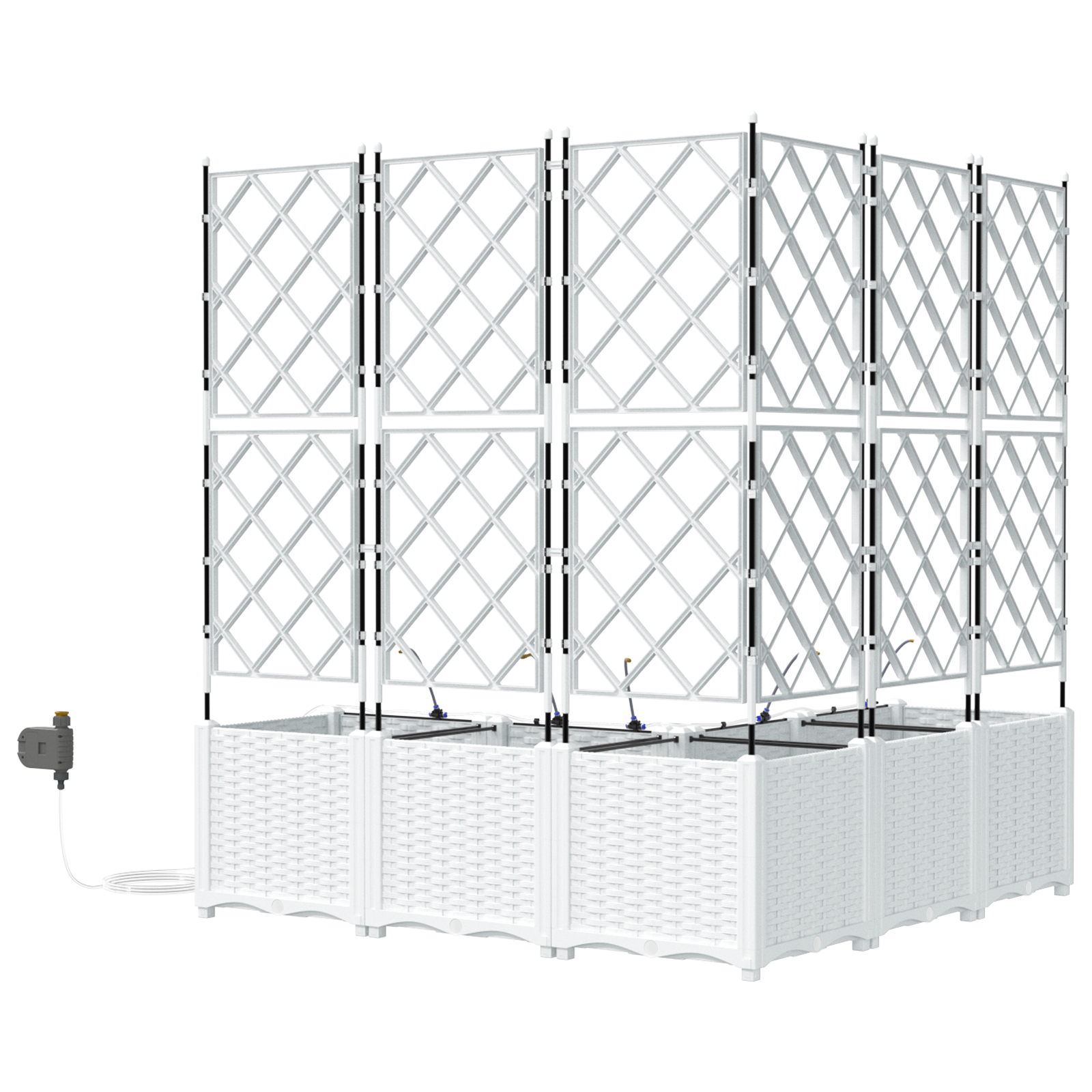Hageplantere med vanningSystem 5 stk Hvit