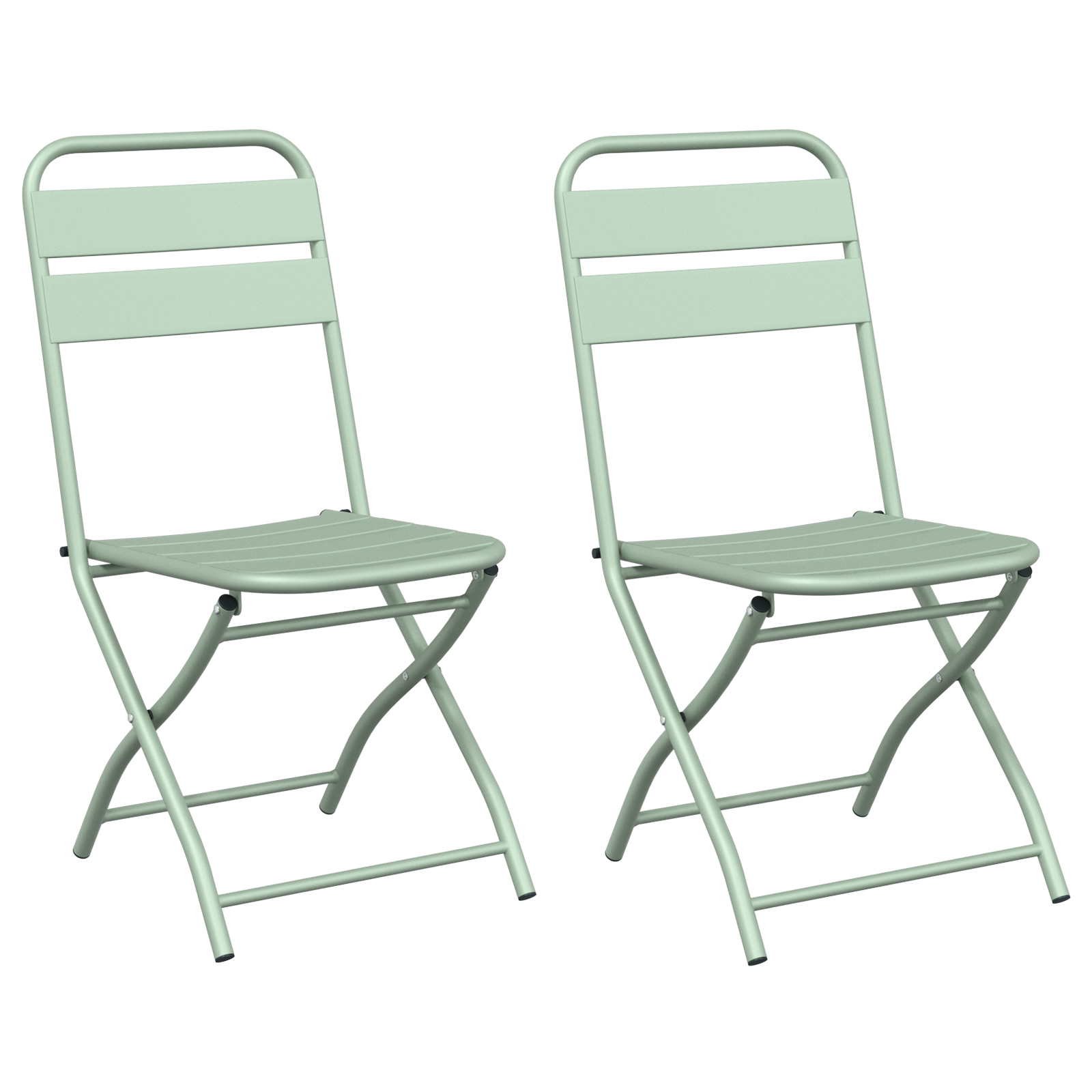 Sammenleggbare Hage Stoler 2 stk Lys Mynte 42x52x82 cm Pulverlakkert Stål