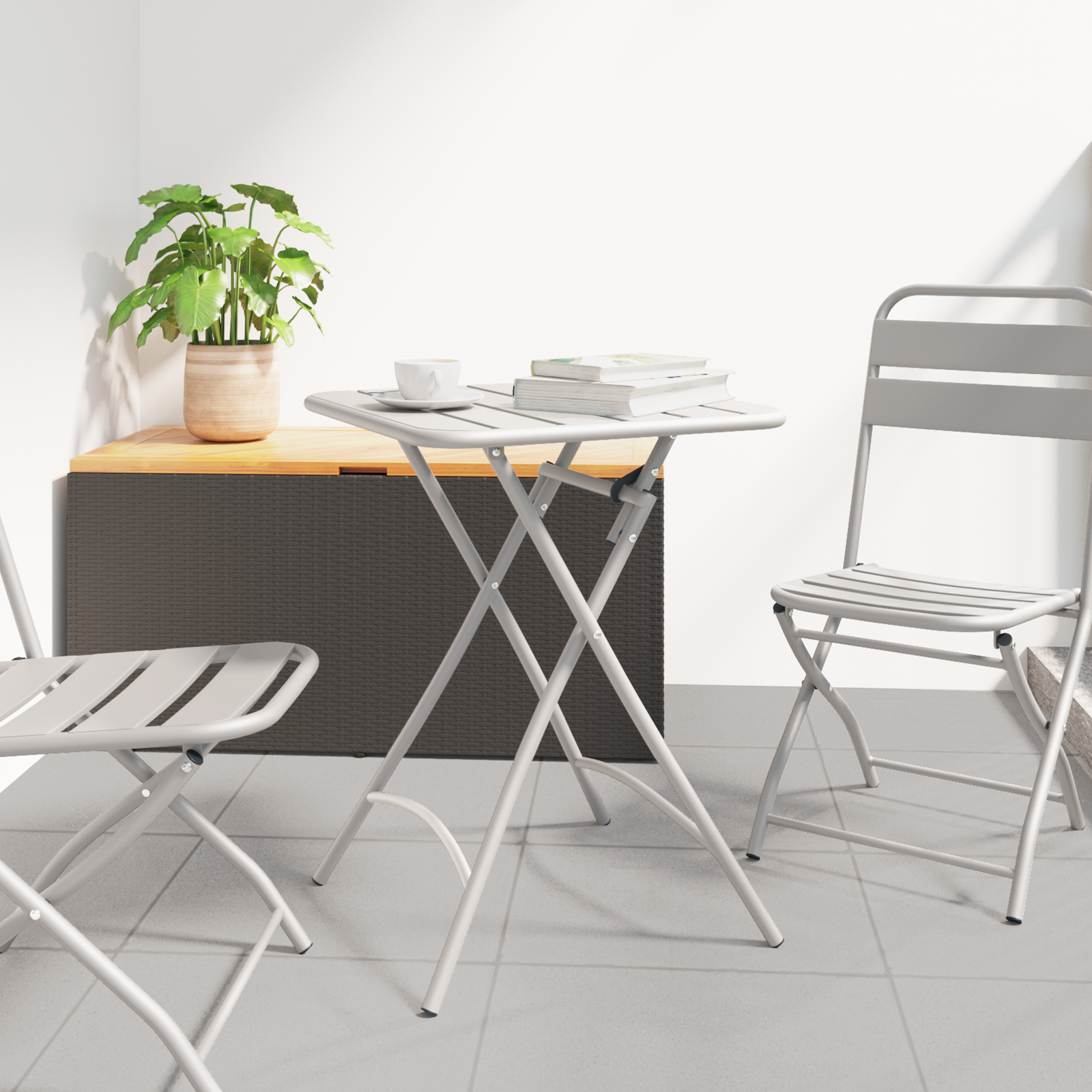 Sammenleggbart Hagebord Beige 55x55x73 cm Stål
