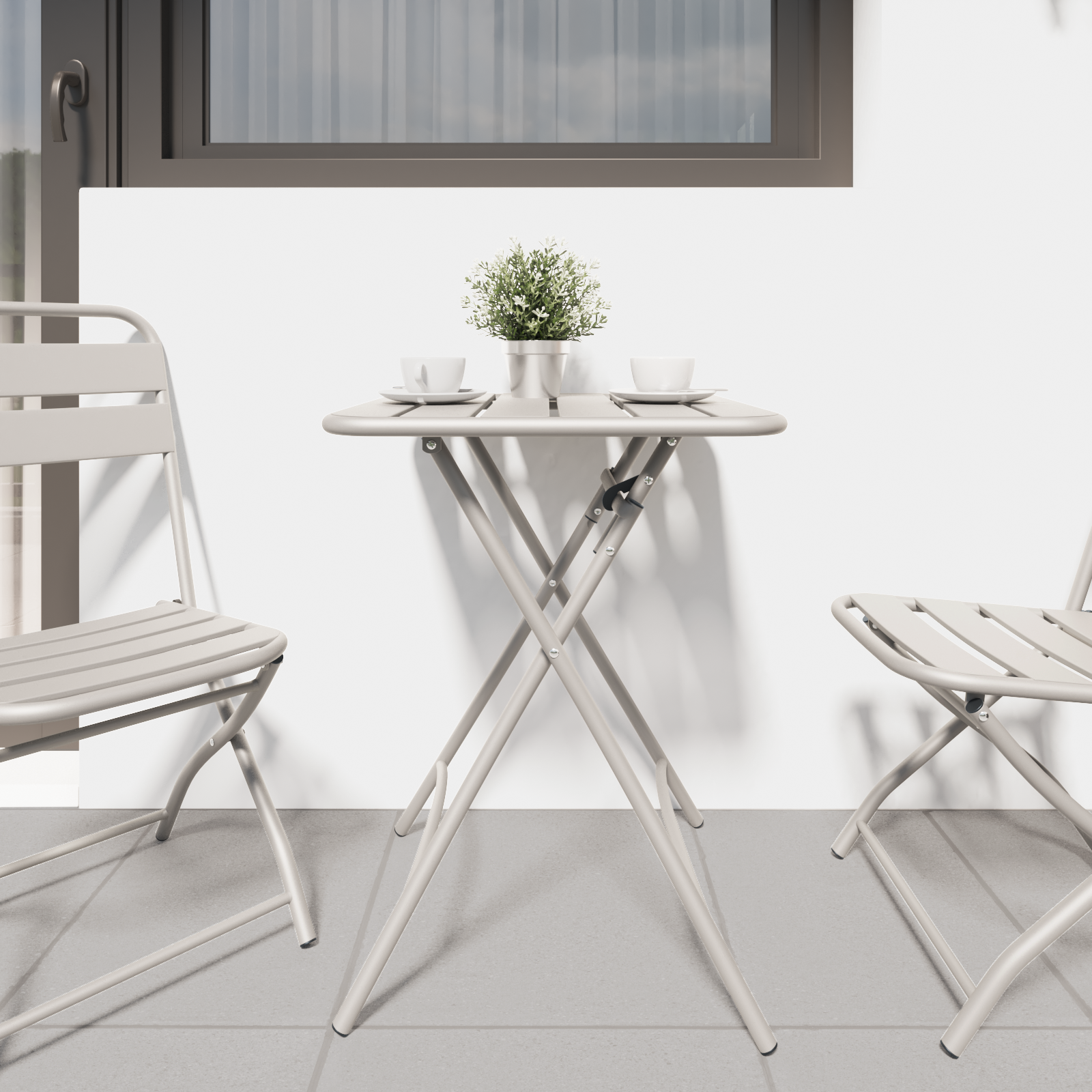 Sammenleggbart Hagebord Beige 55x55x73 cm Stål