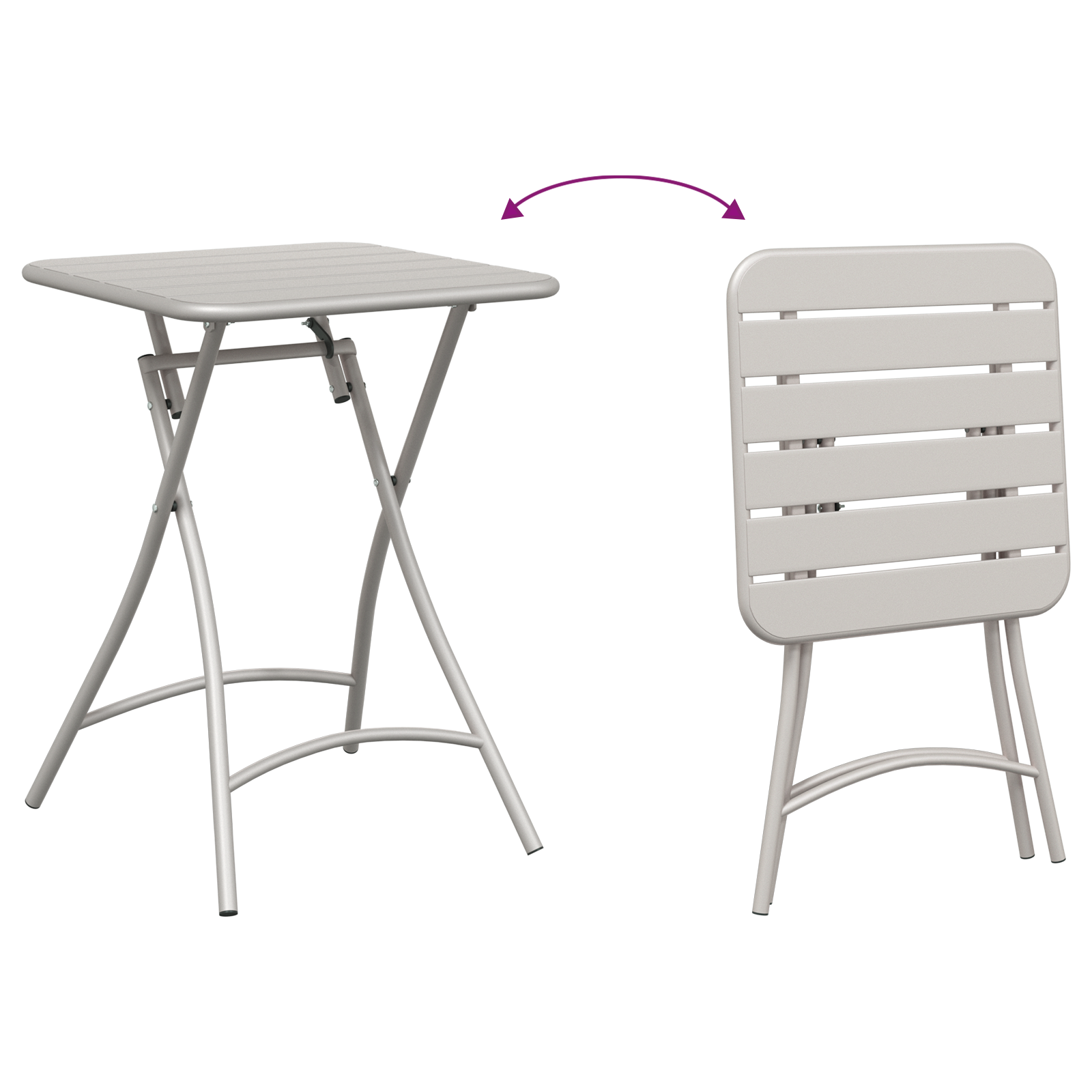 3-delt brettbart bistrosett i beige stål