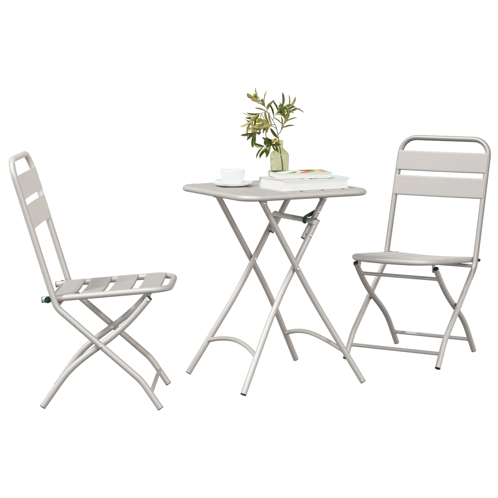 3-delt brettbart bistrosett i beige stål
