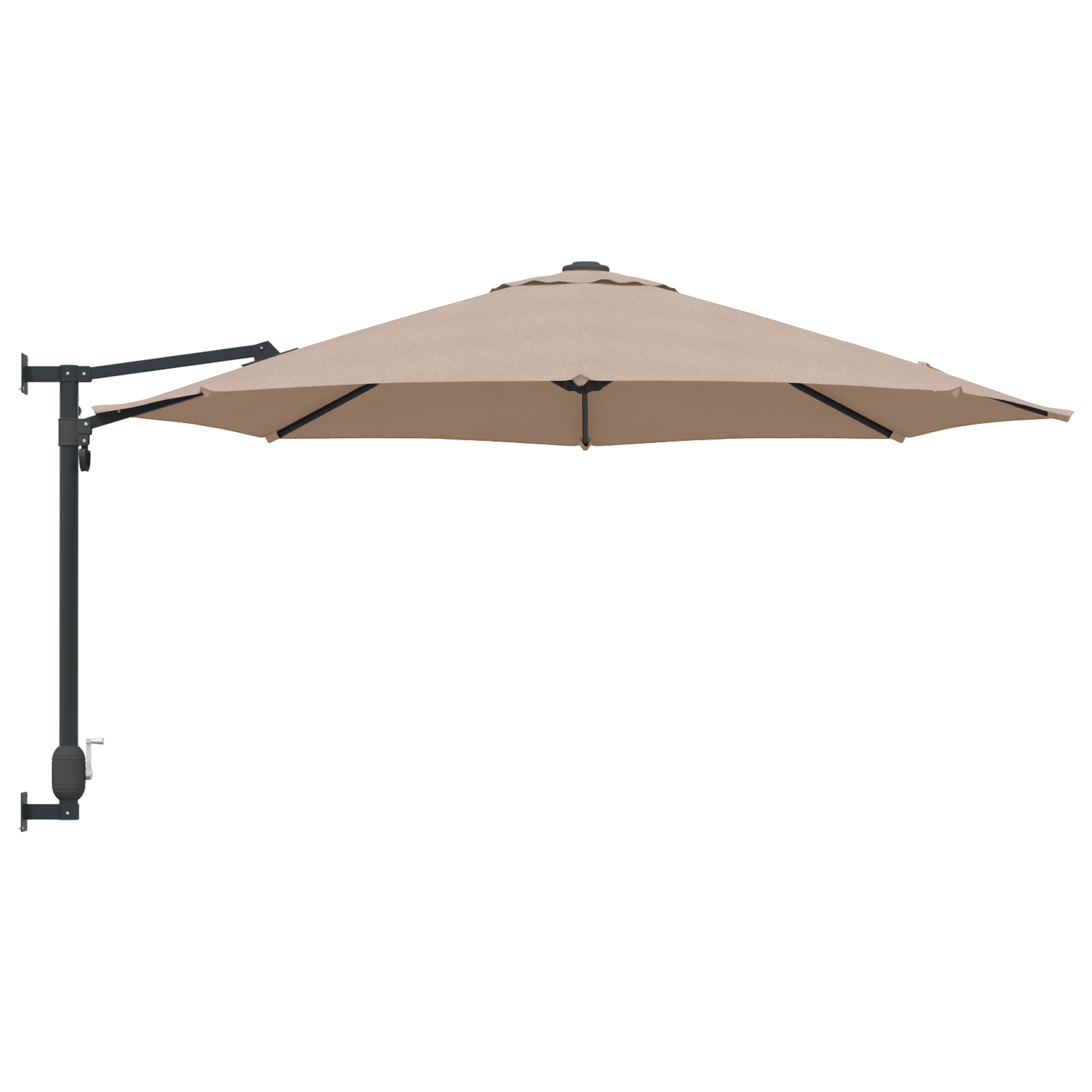 Patio-parasoll Taupe Polyester Stor Sammenleggbar Rund