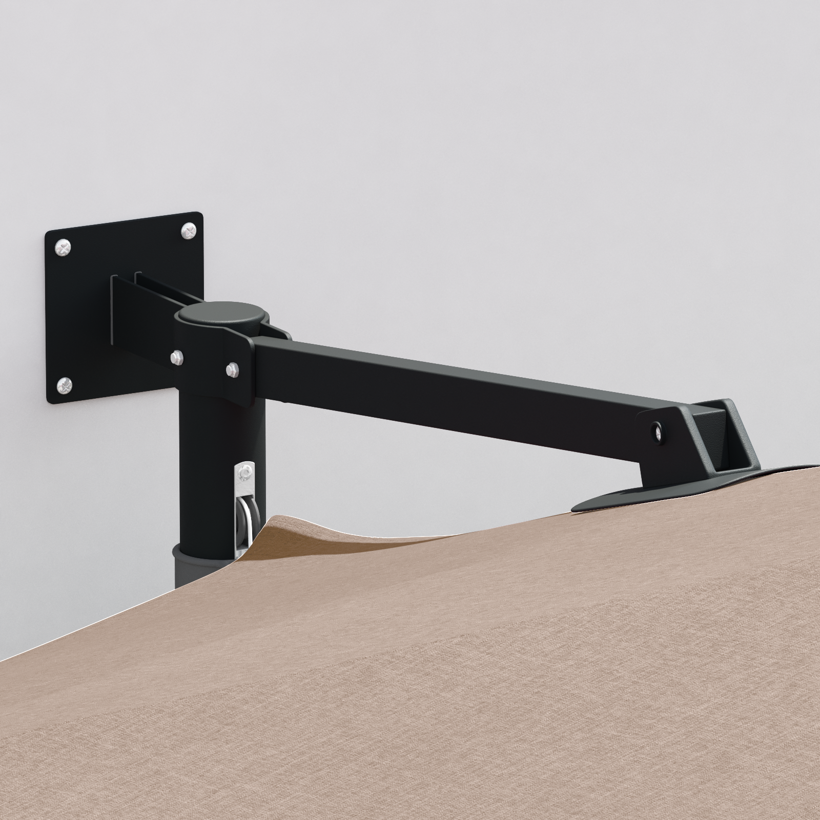 Patio-parasoll Taupe Polyester Stor Sammenleggbar Rund