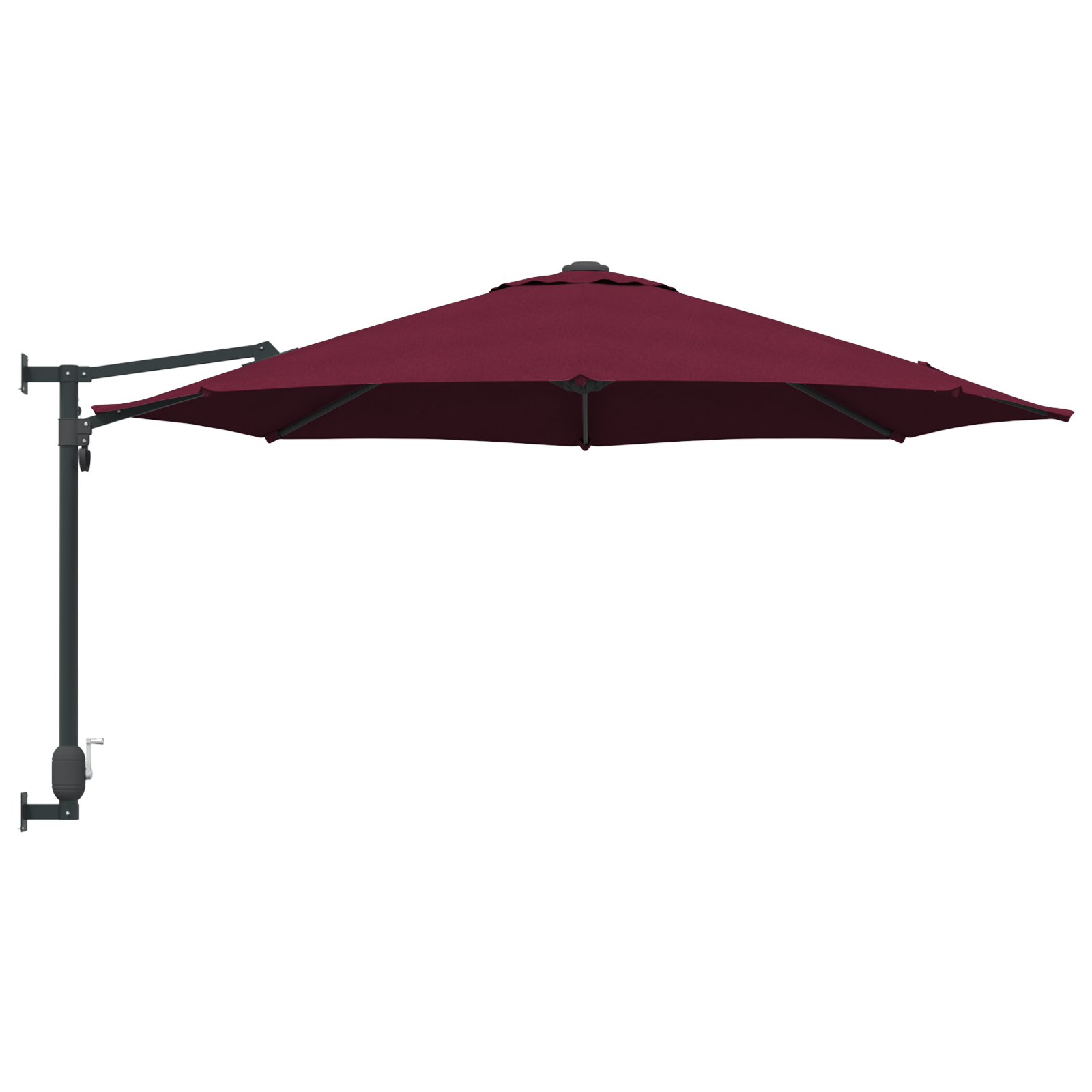 Uteplassparasoll Burgunder Polyester Stor Sammenleggbar Rund