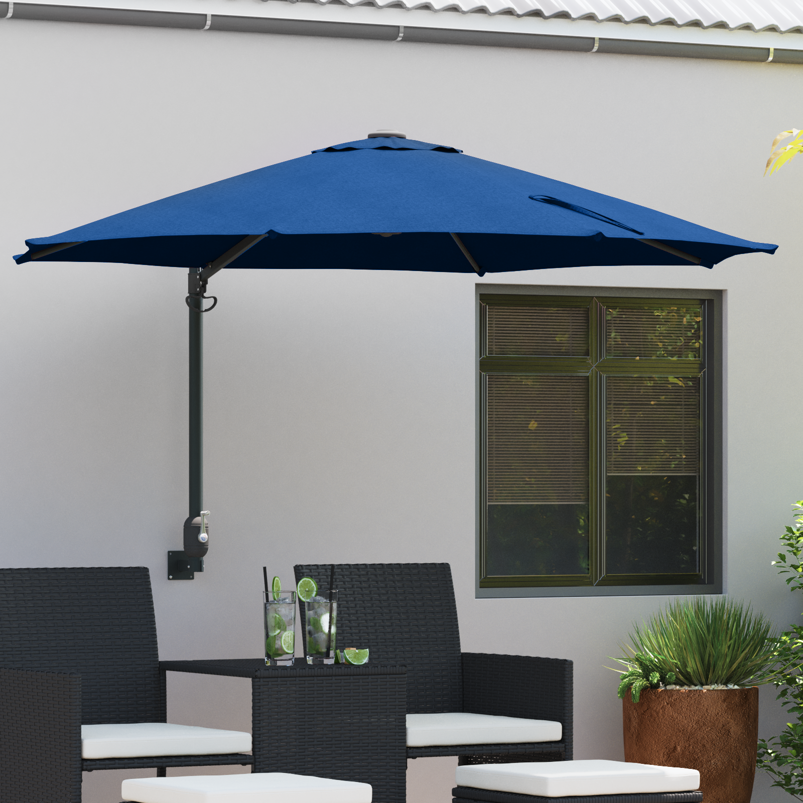 Patio-parasoll Himmelblå Polyester Stor Justerbar