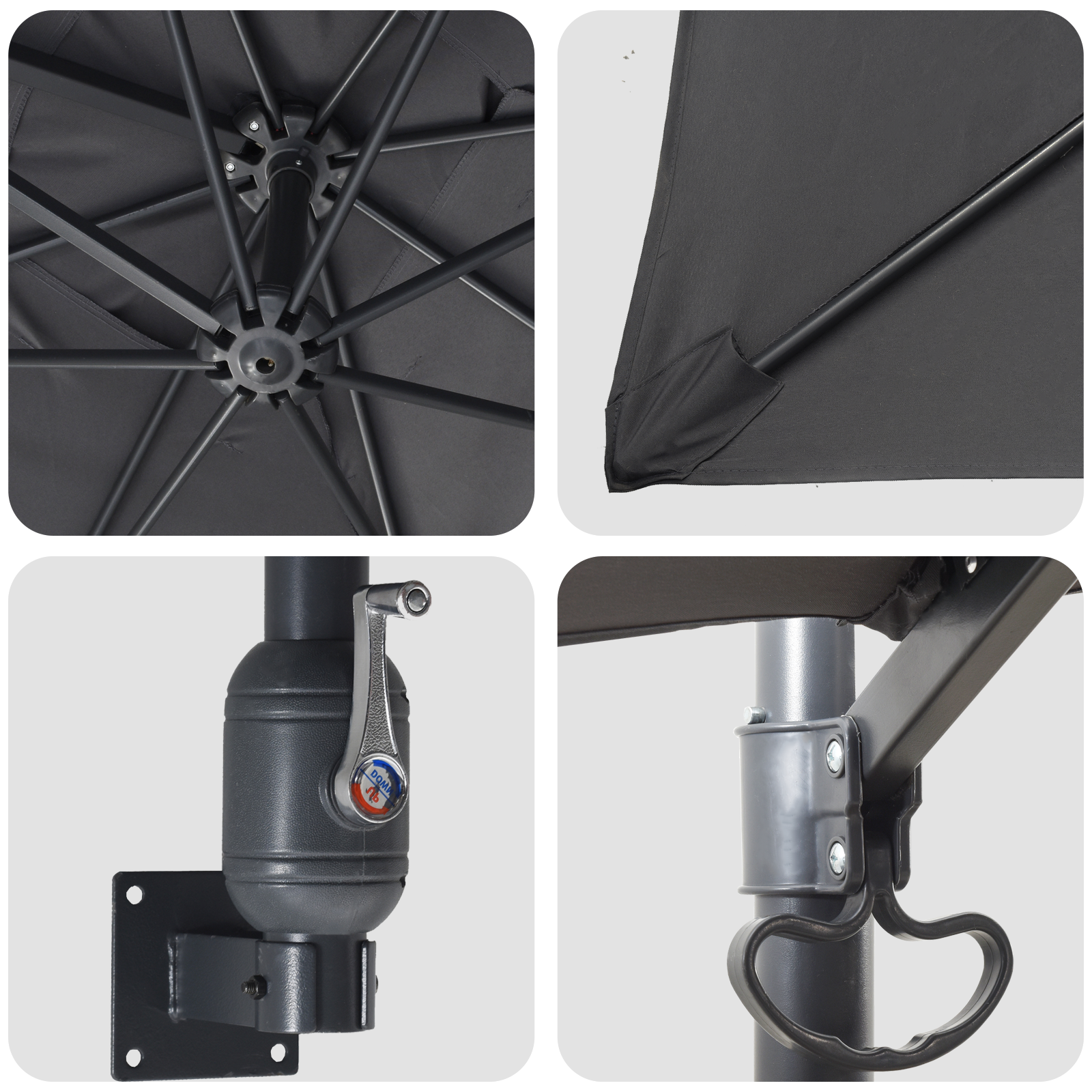 Uteparasoll Antrasitt Polyester, Pulverlakkert stål Stor