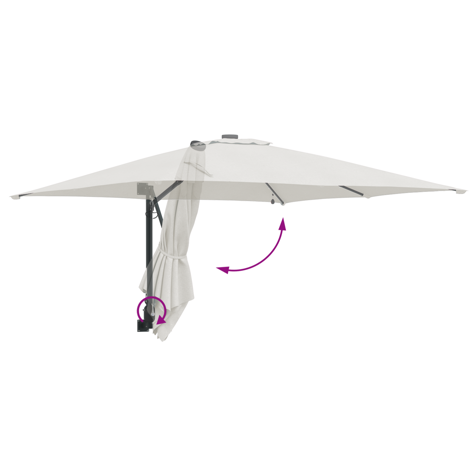 Hageparasol sand 248.5 x 247.5 x 160 cm stoff