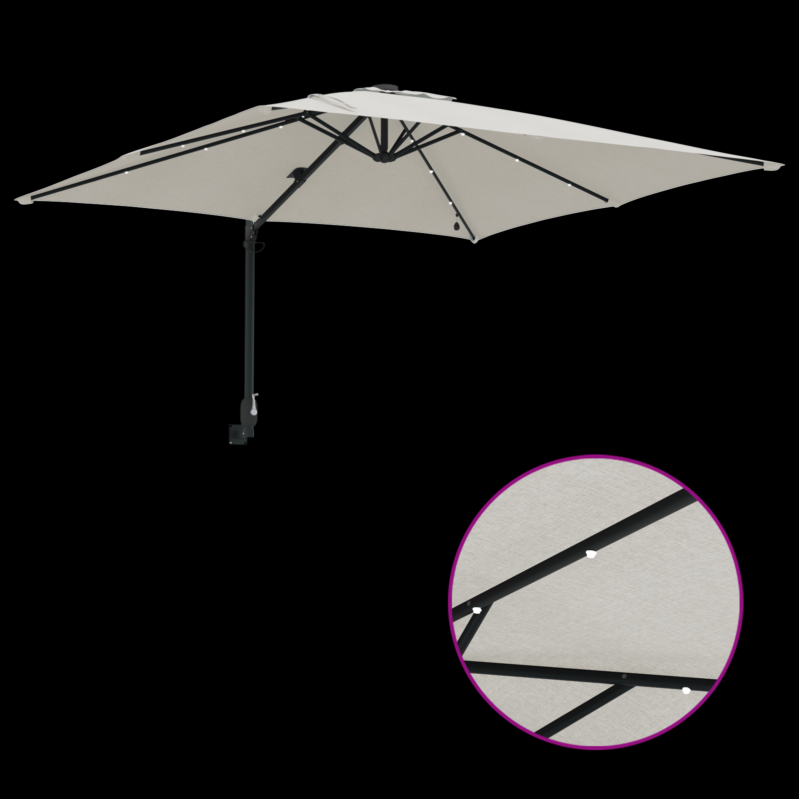 Hageparasol sand 248.5 x 247.5 x 160 cm stoff