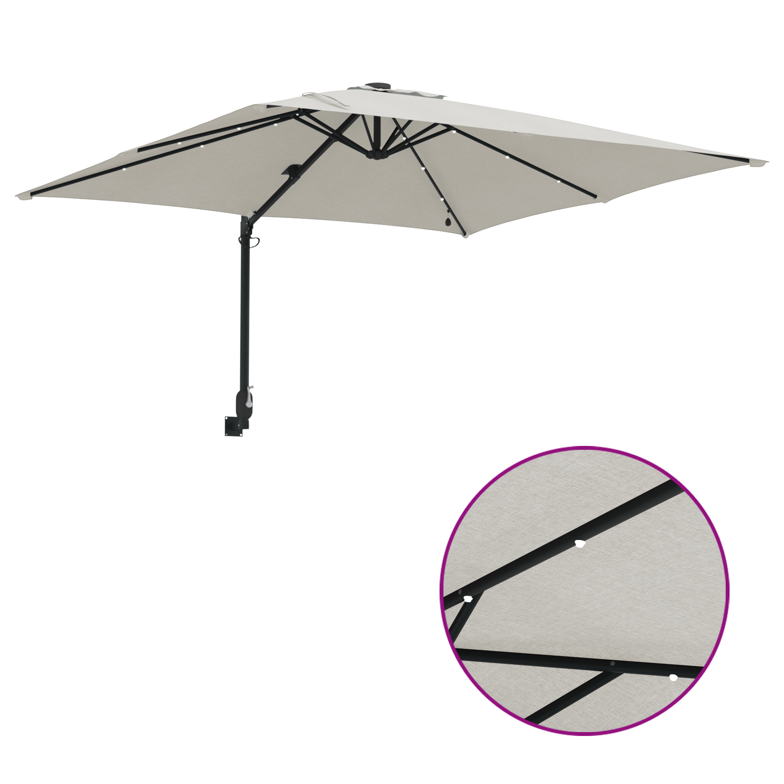 Hageparasol sand 248.5 x 247.5 x 160 cm stoff