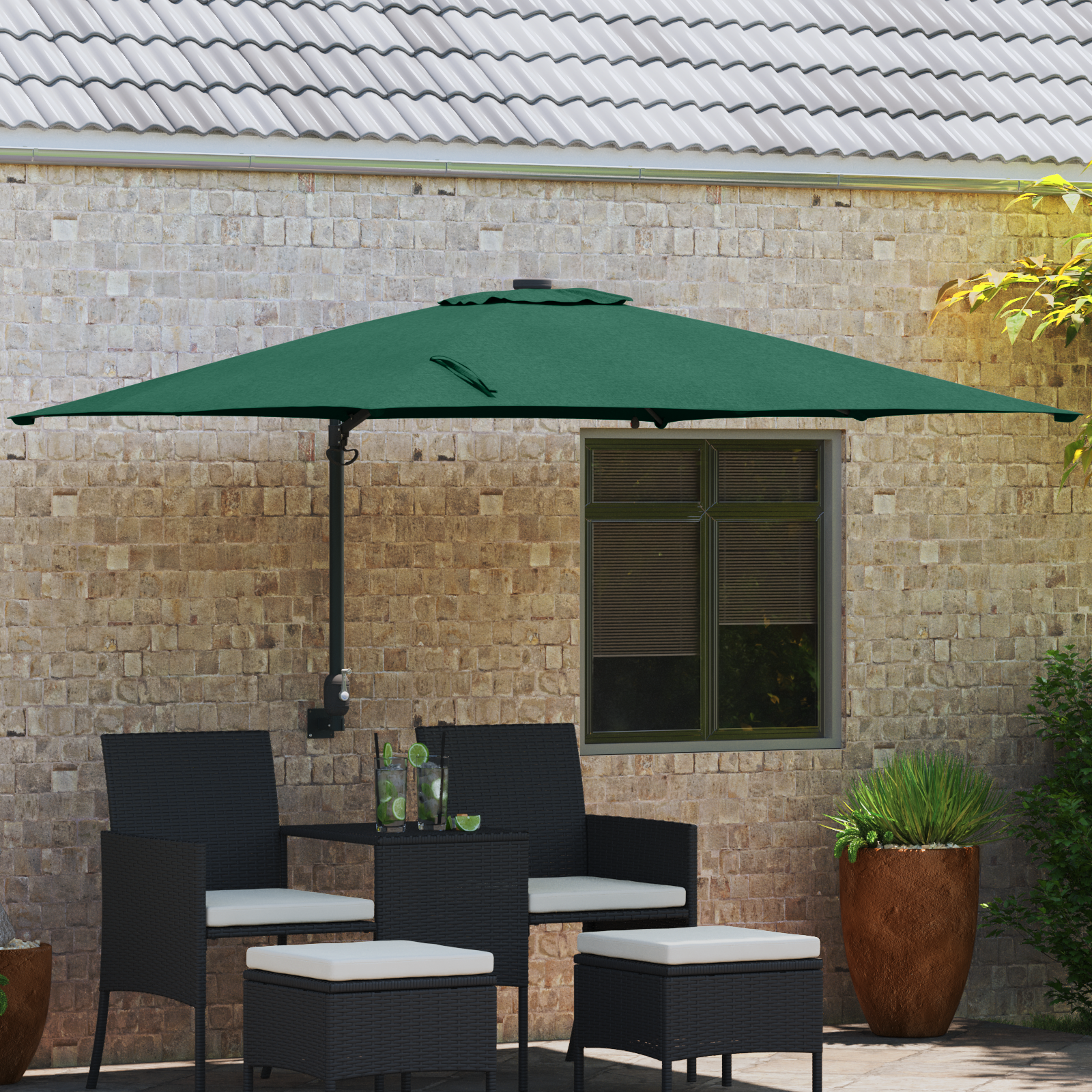Hageparasol grønn 248.5 x 247.5 x 160 cm stoff