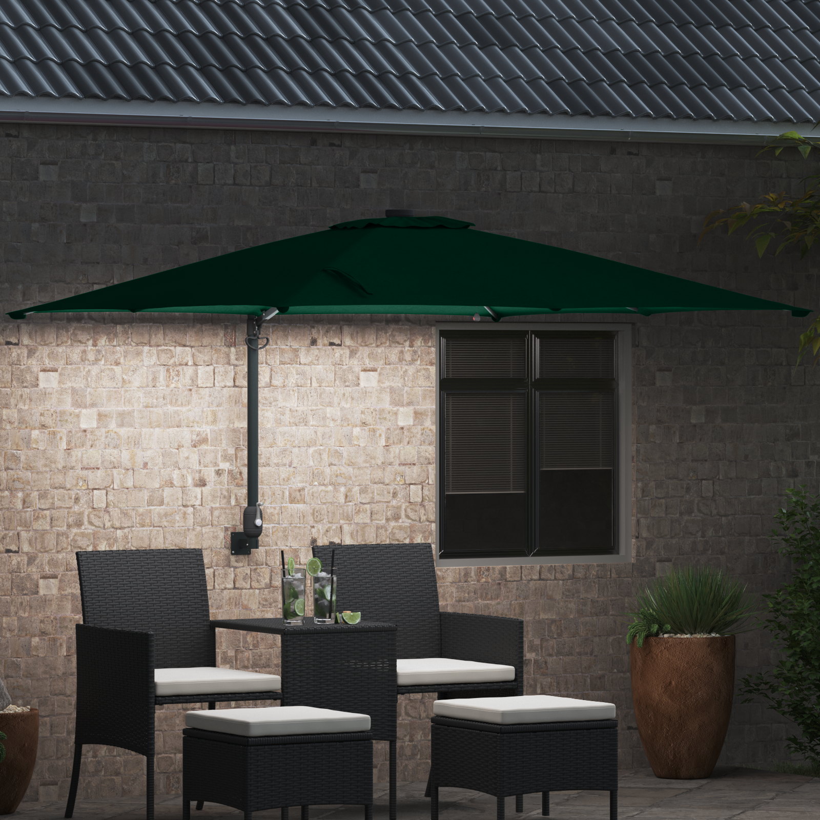 Hageparasol grønn 248.5 x 247.5 x 160 cm stoff