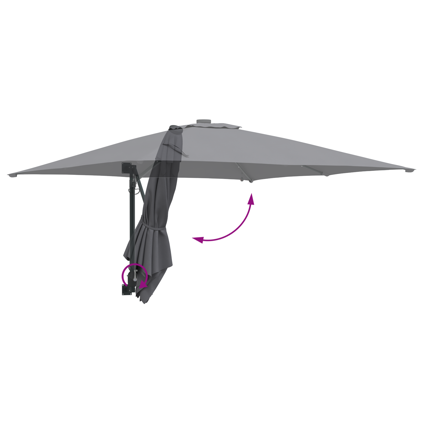 Hageparasol Antrasitt 248.5 x 247.5 x 160 cm stoff