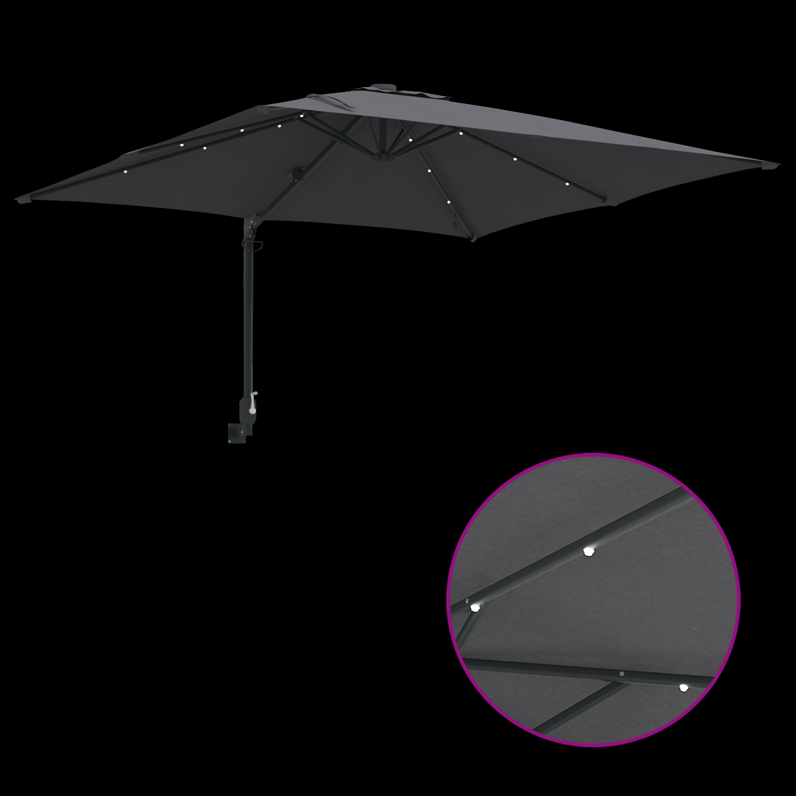 Hageparasol Antrasitt 248.5 x 247.5 x 160 cm stoff