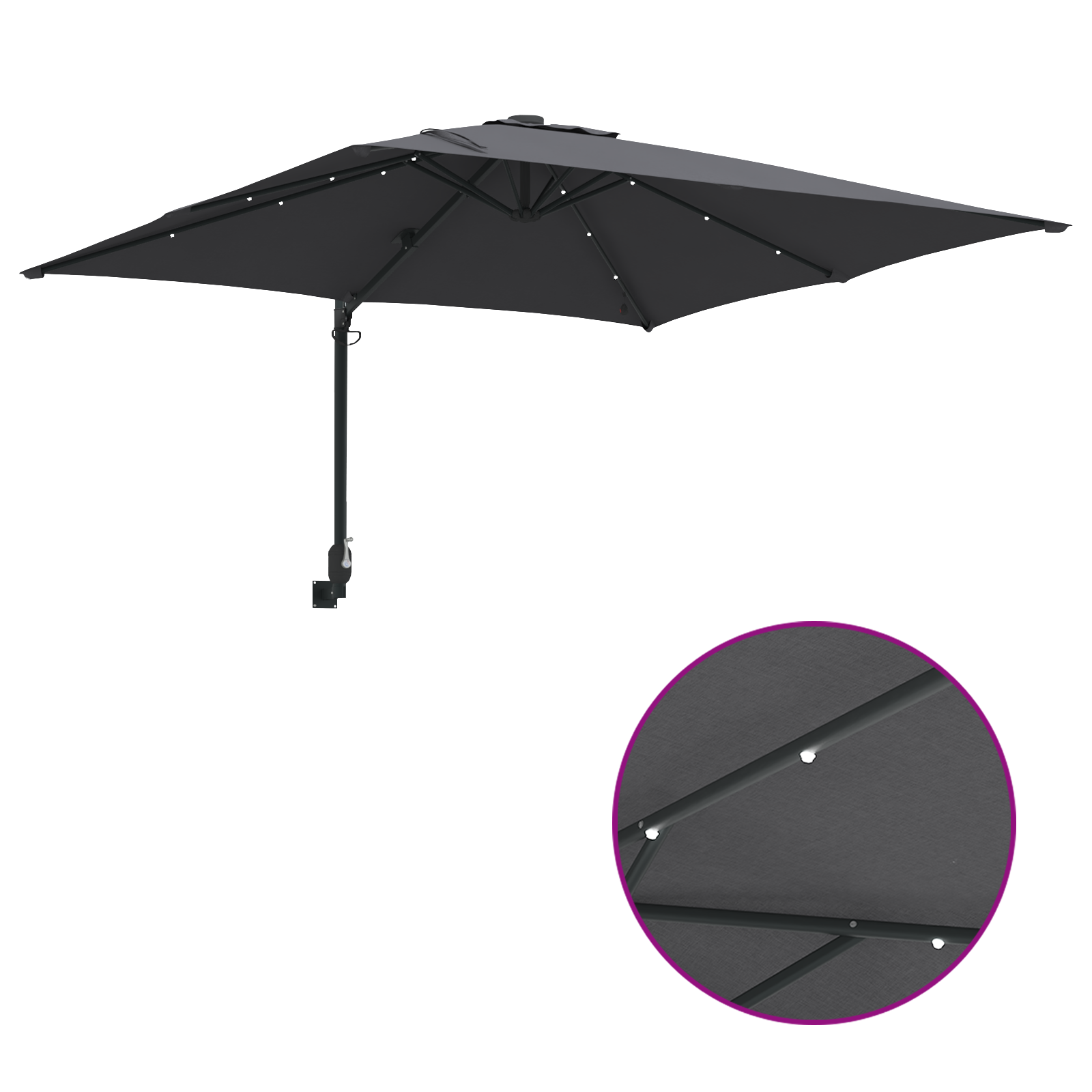 Hageparasol Antrasitt 248.5 x 247.5 x 160 cm stoff