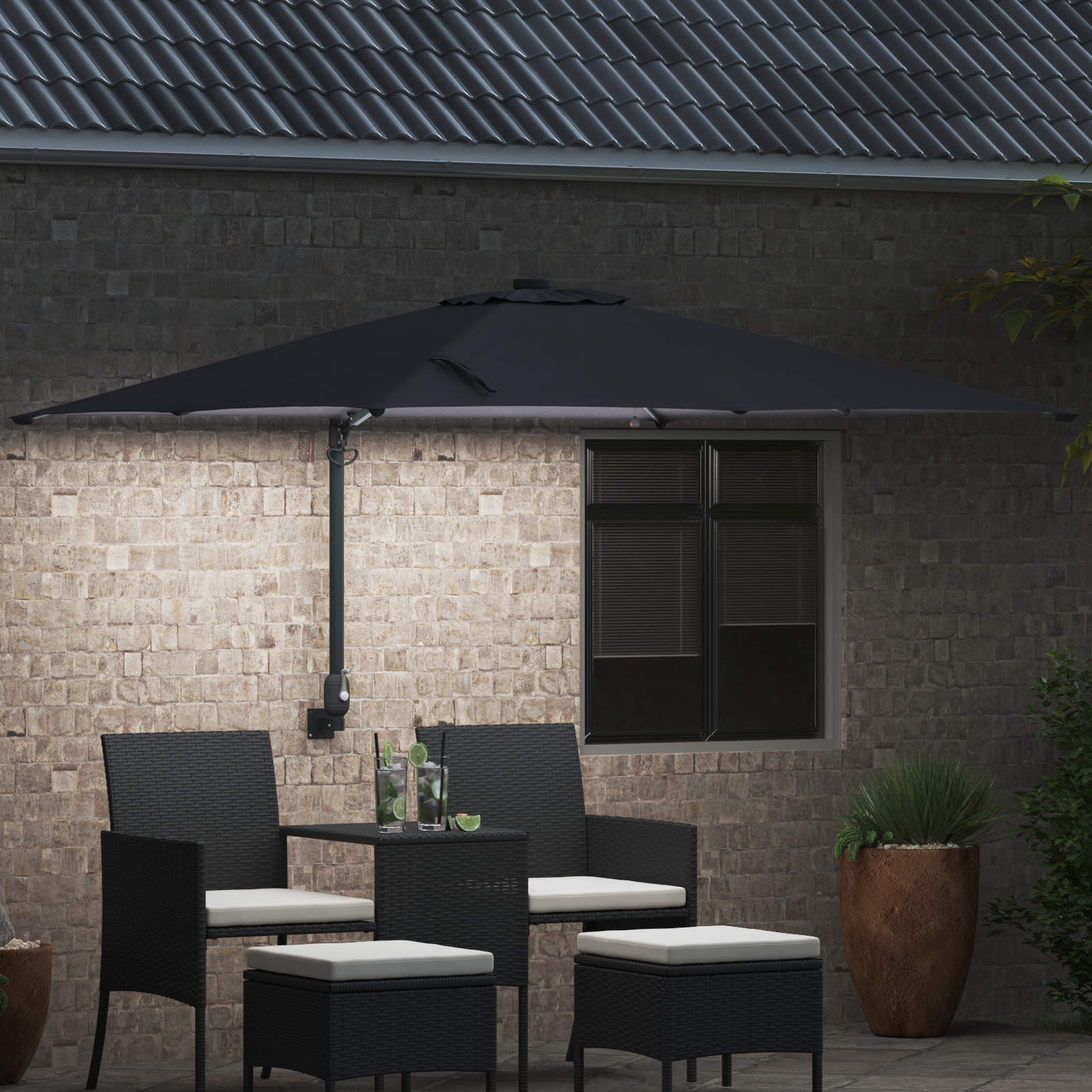Hageparasol Antrasitt 248.5 x 247.5 x 160 cm stoff