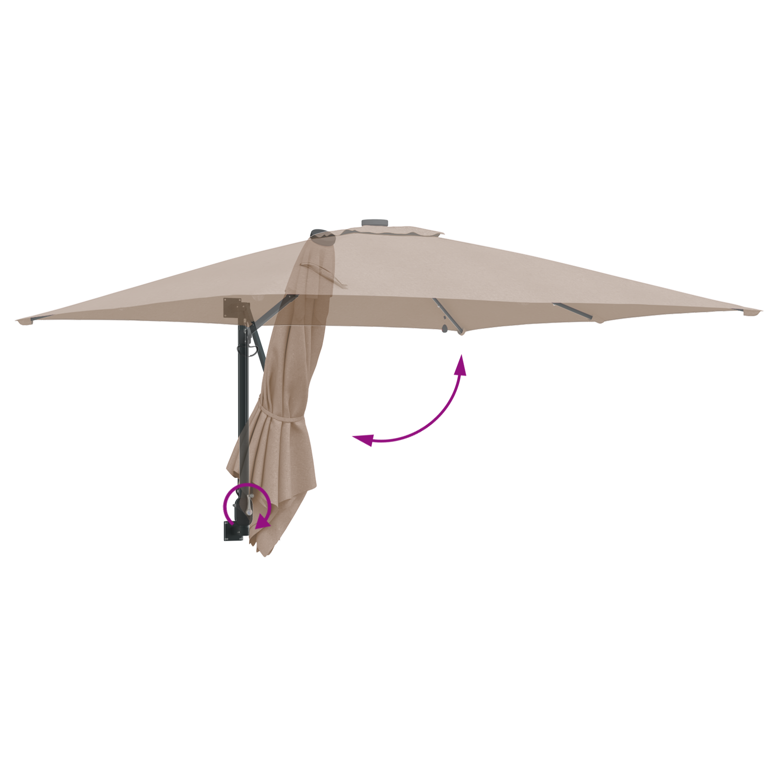 Hageparasol Gråbrun 248.5 x 247.5 x 160 cm stoff