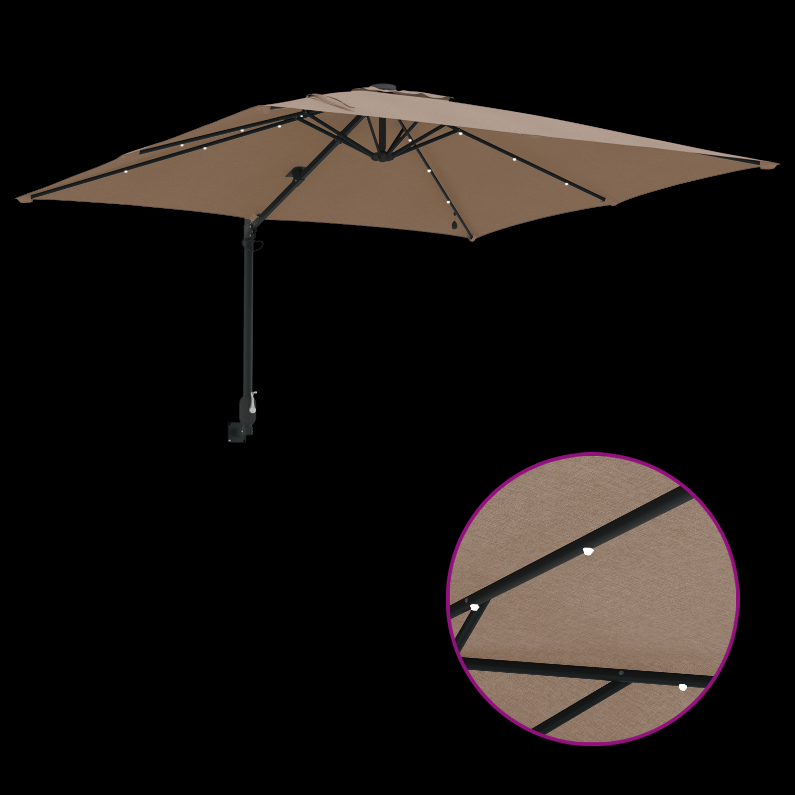 Hageparasol Gråbrun 248.5 x 247.5 x 160 cm stoff