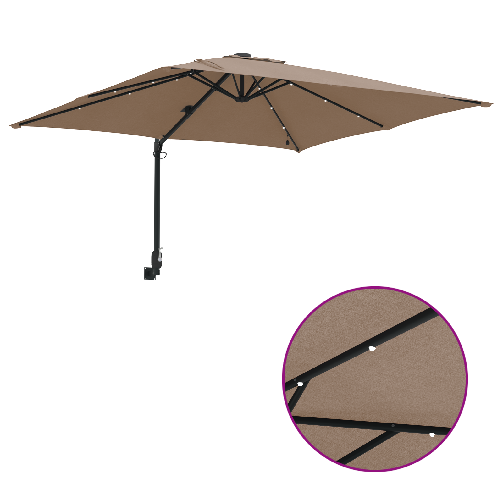 Hageparasol Gråbrun 248.5 x 247.5 x 160 cm stoff