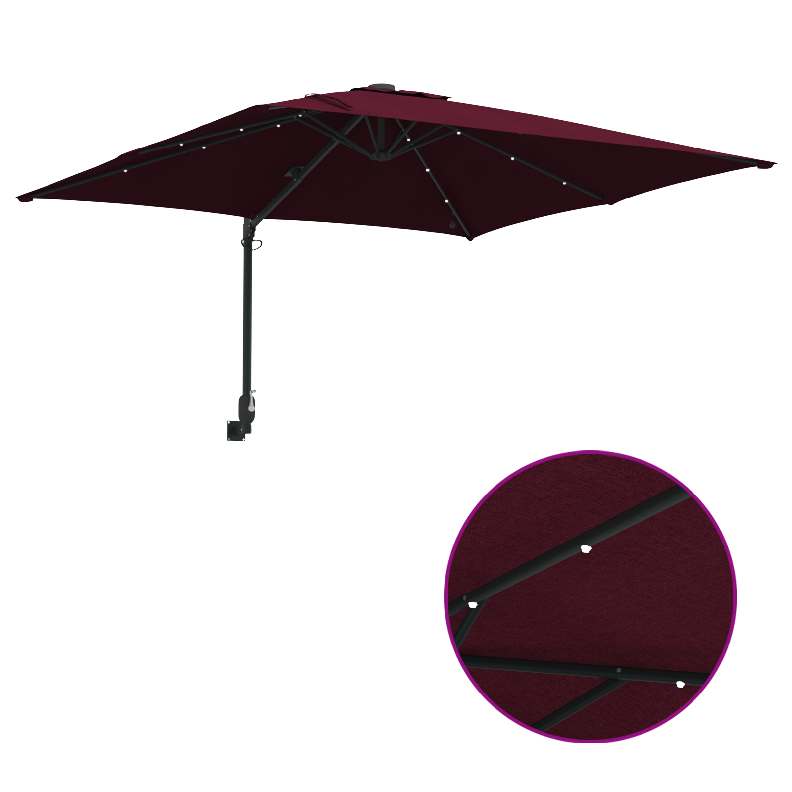 Hageparasol Vinrød 248.5 x 247.5 x 160 cm stoff
