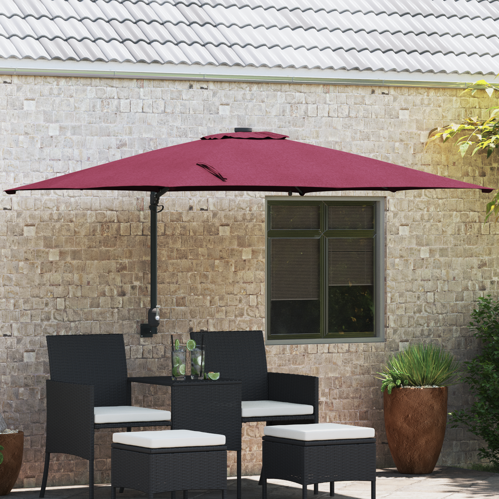 Hageparasol Vinrød 248.5 x 247.5 x 160 cm stoff