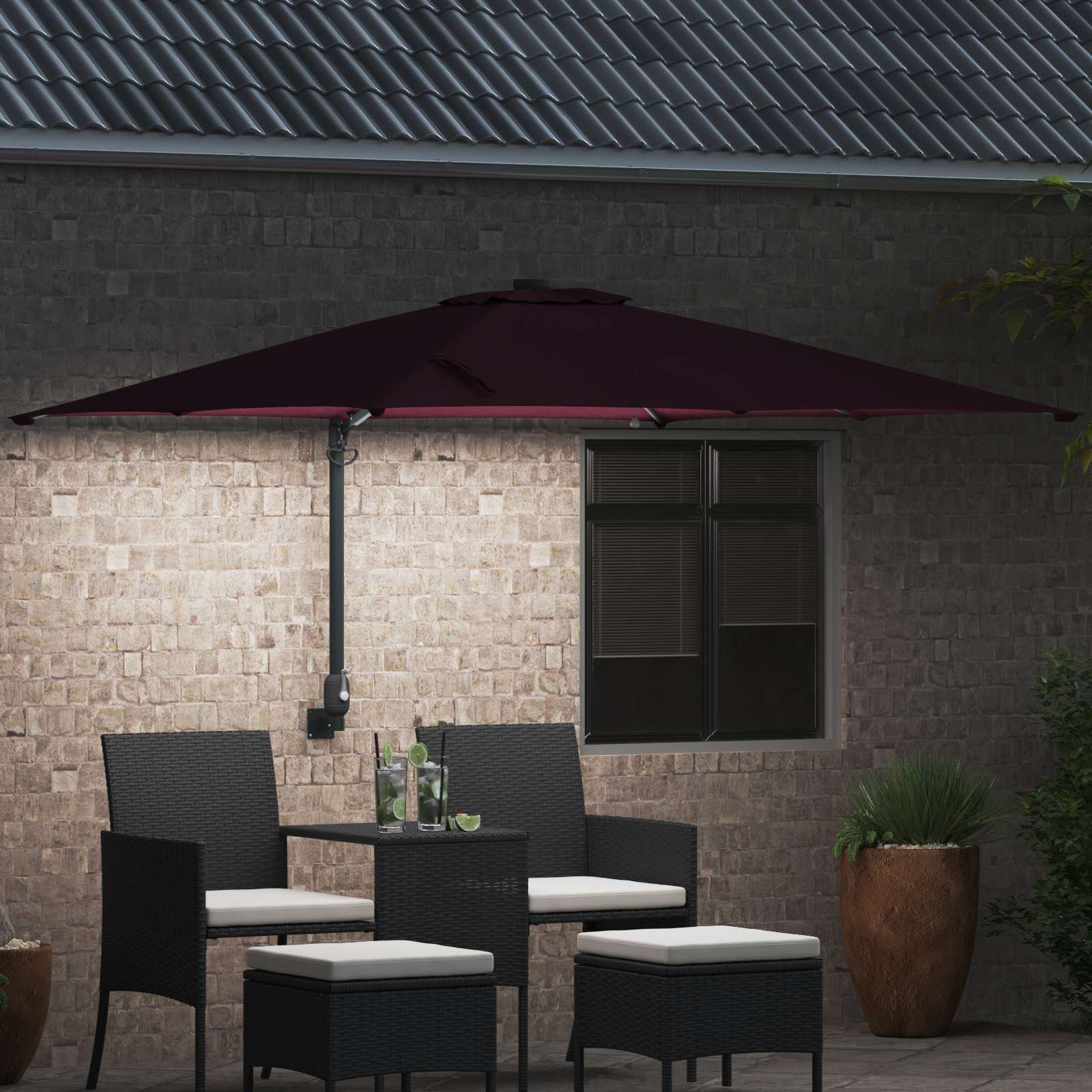 Hageparasol Vinrød 248.5 x 247.5 x 160 cm stoff
