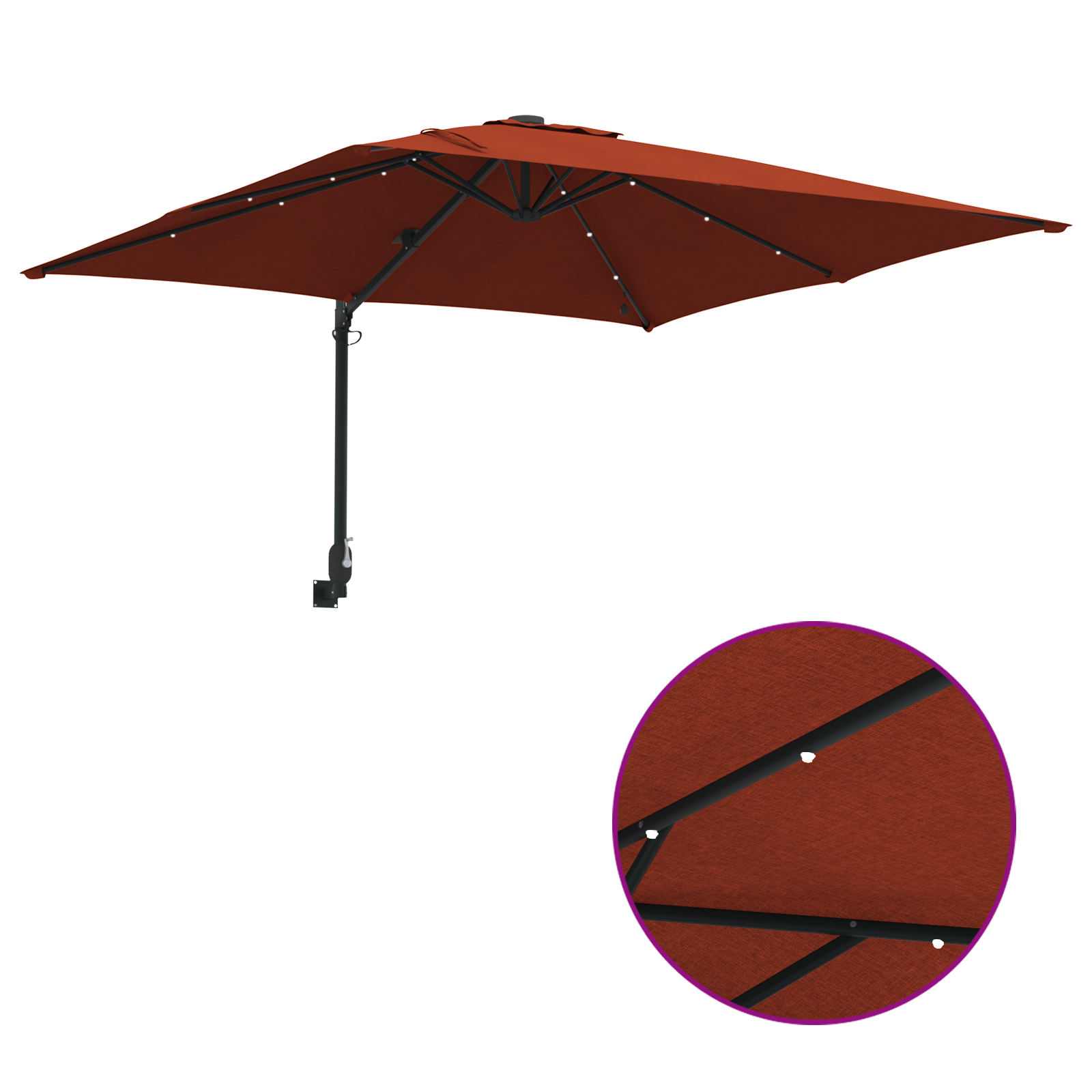 Hageparasol Terrakotta 248.5 x 247.5 x 160 cm stoff