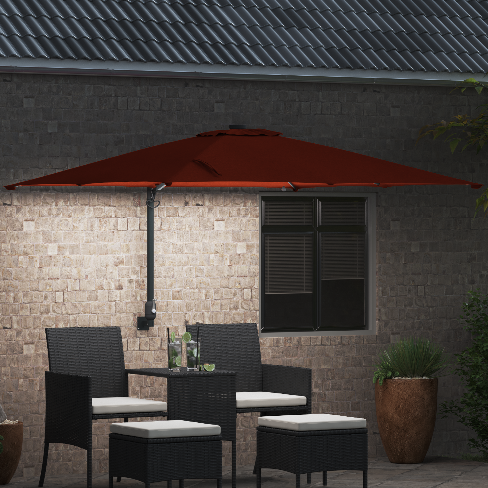 Hageparasol Terrakotta 248.5 x 247.5 x 160 cm stoff