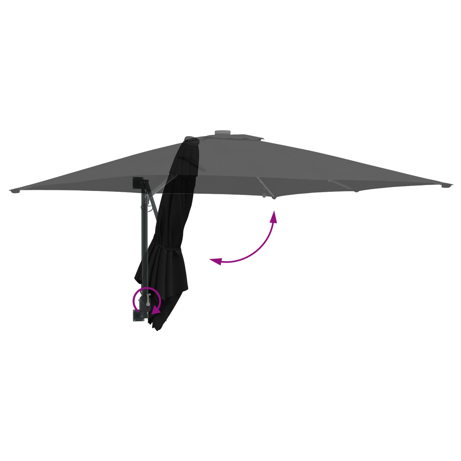 Hageparasol Svart 248.5 x 247.5 x 160 cm stoff